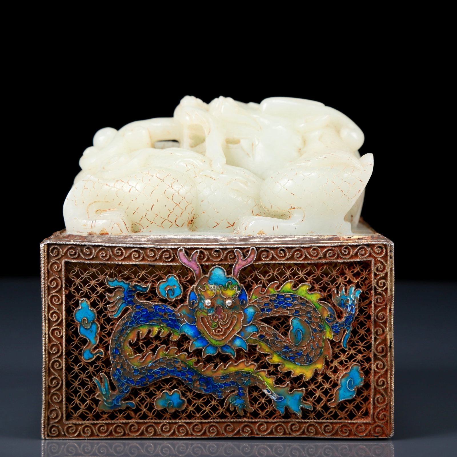 An Exquisite White Jade Dragon pattern seal - 3