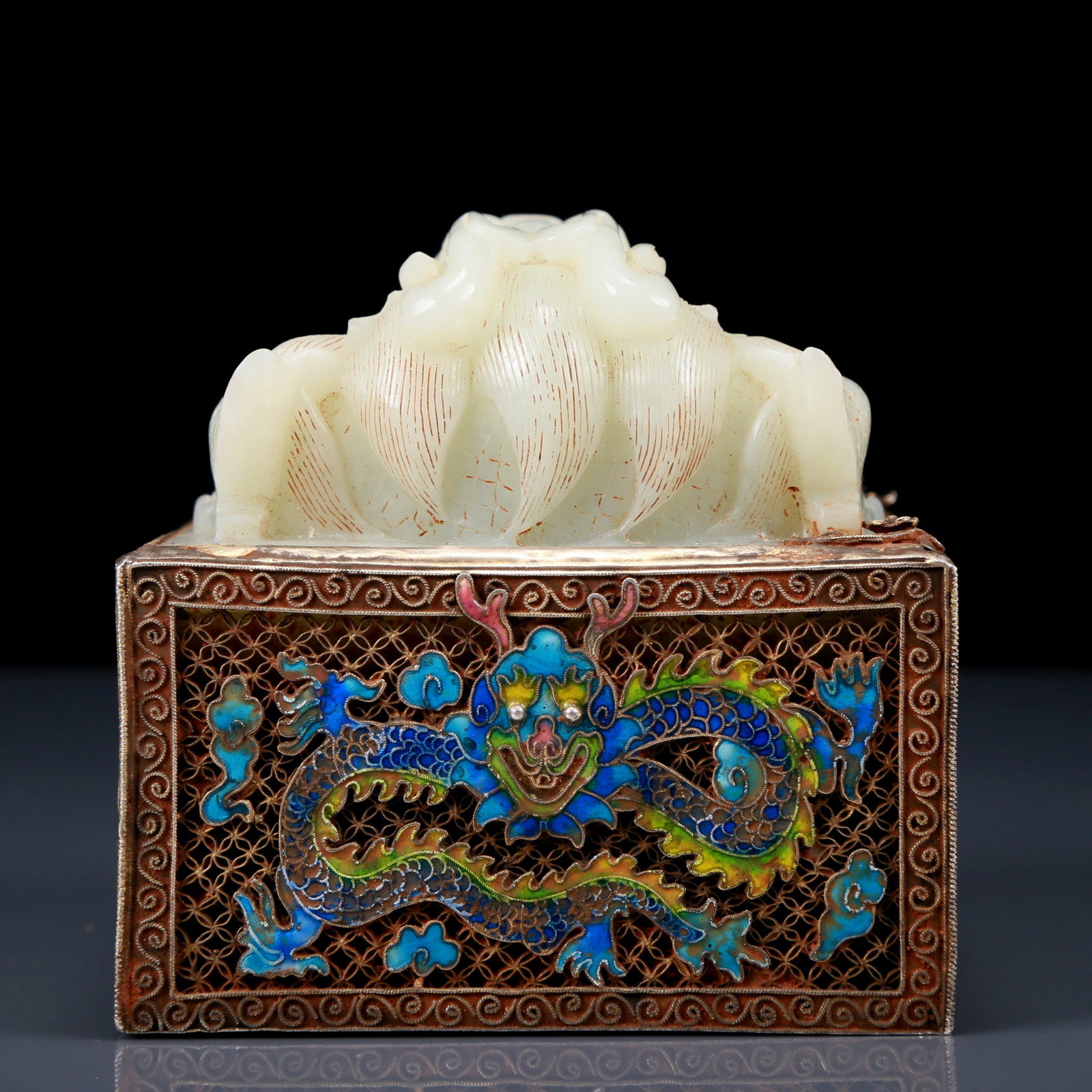 An Exquisite White Jade Dragon pattern seal - 4