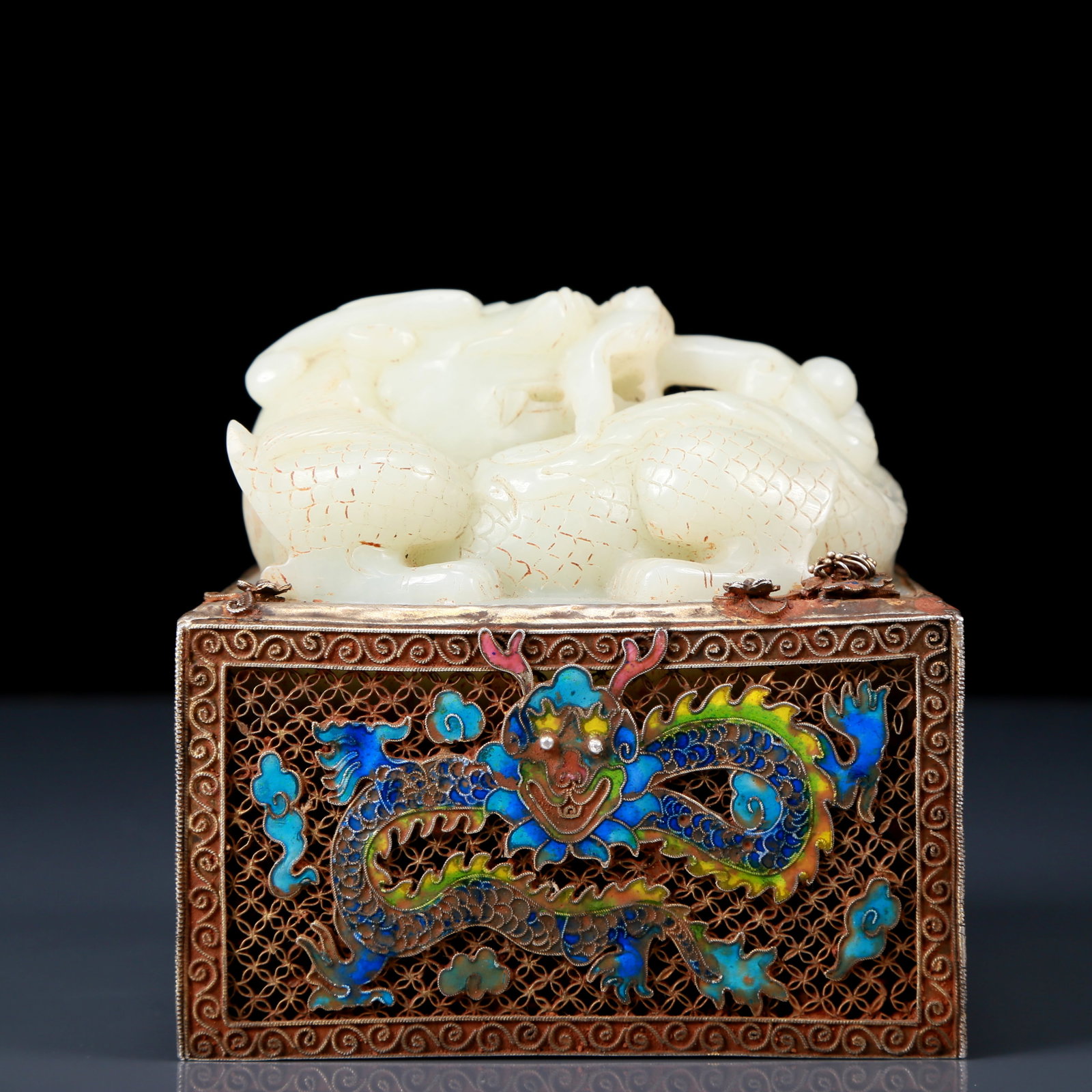 An Exquisite White Jade Dragon pattern seal - 5