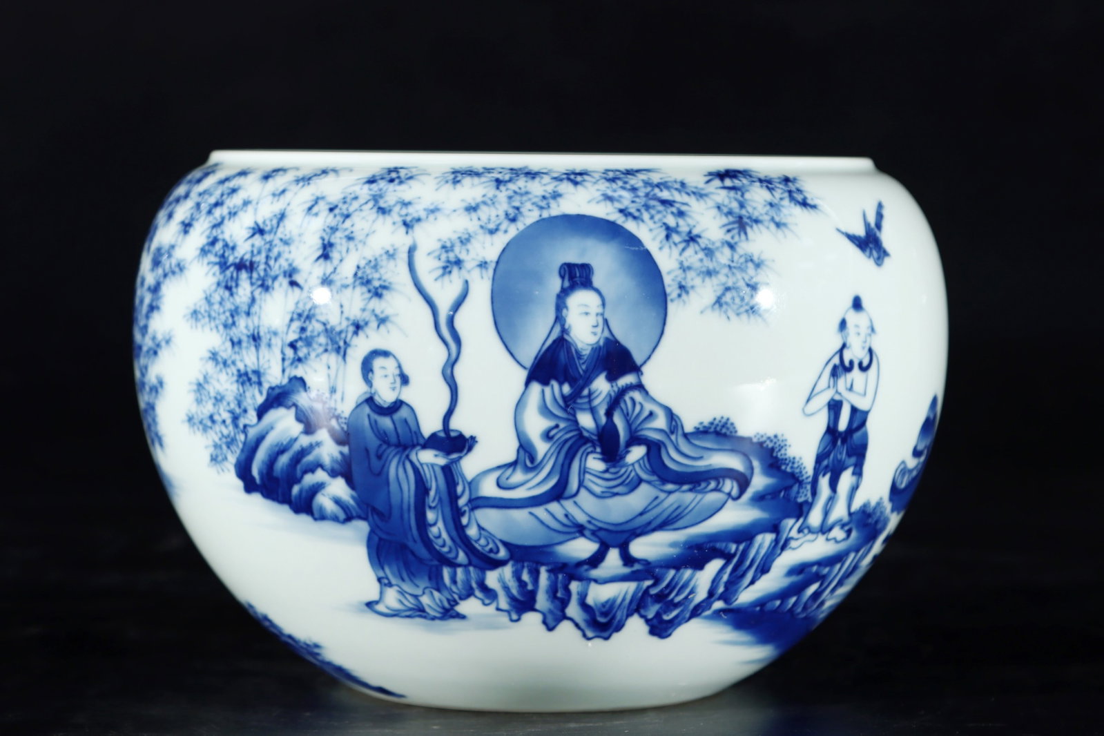 An Exquisite Blue and White Character and Story Pattern Brush Washer (1 of 9)