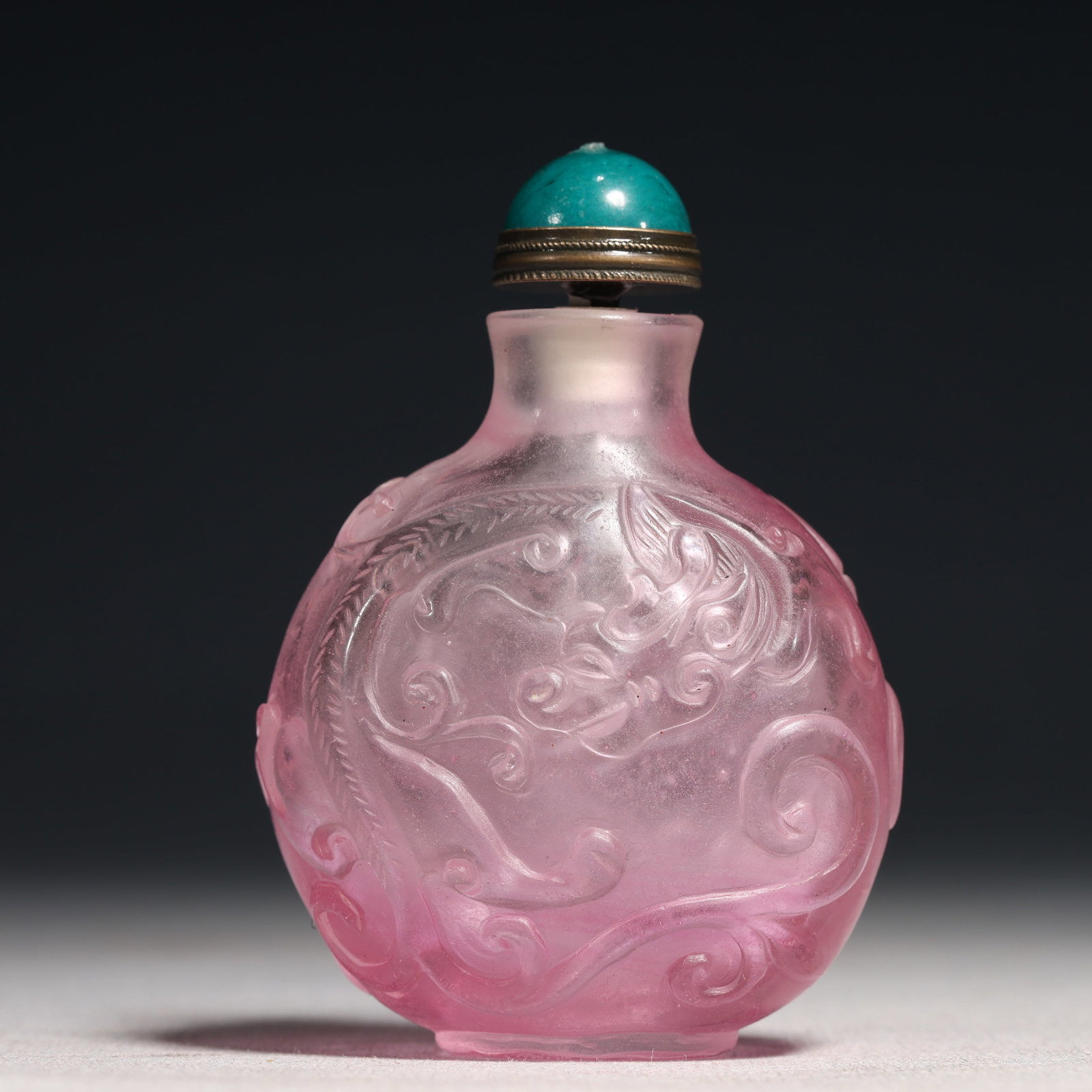 An Exquisite Crystal Dragon and Phoenix Pattern Porcelain Snuff Bottle: An Exquisite Crystal Dragon and Phoenix Pattern Porcelain Snuff Bottle,Qing Dynasty,China,Guangxu Four-character Mark,Size:2.2inx1inx3in