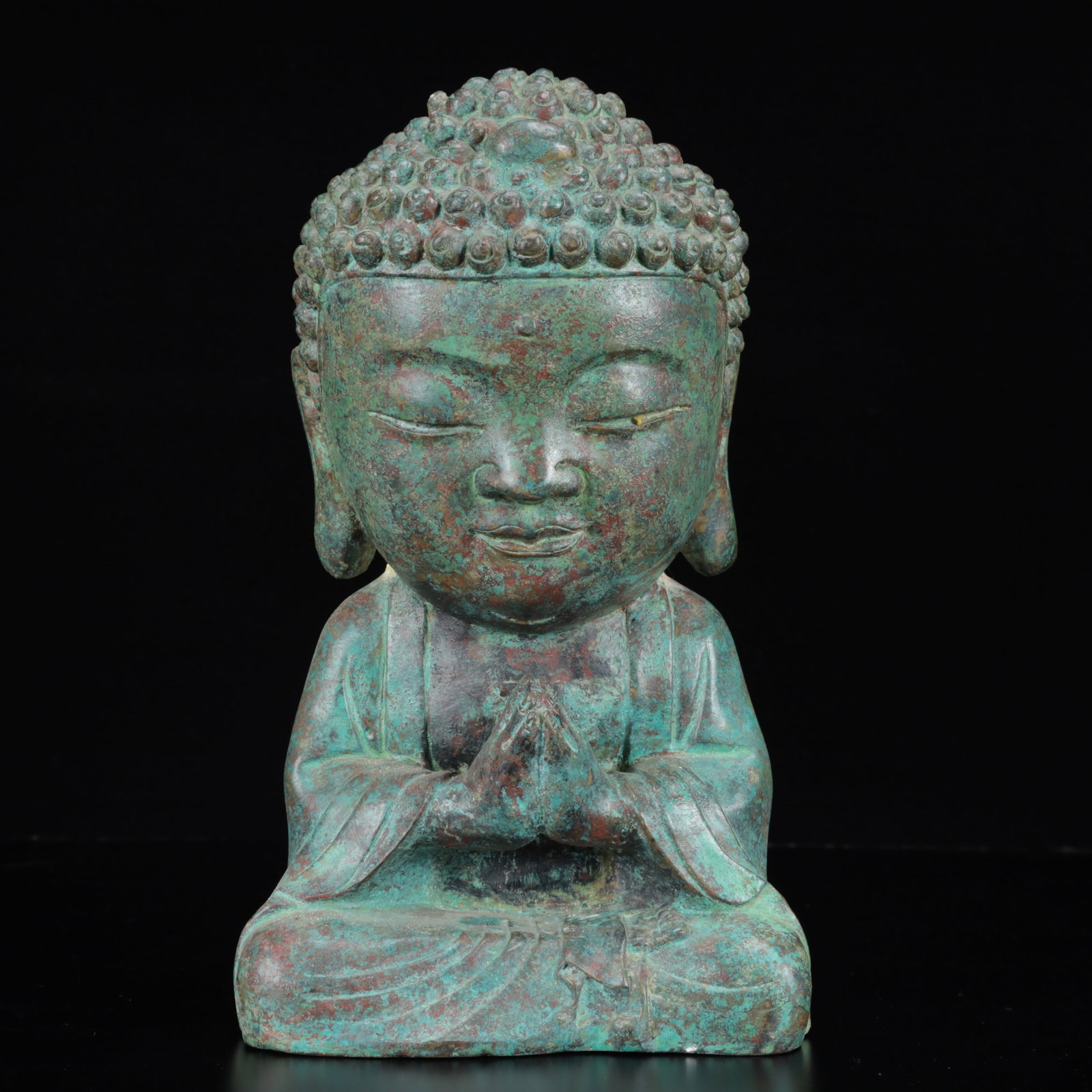 An Archaic Bronze Statue of Maitreya Buddha: An Archaic Bronze Statue of Maitreya Buddha,the Warring States Period in China,Size:6.7inx3.9inx11.4in,Weight:4850g