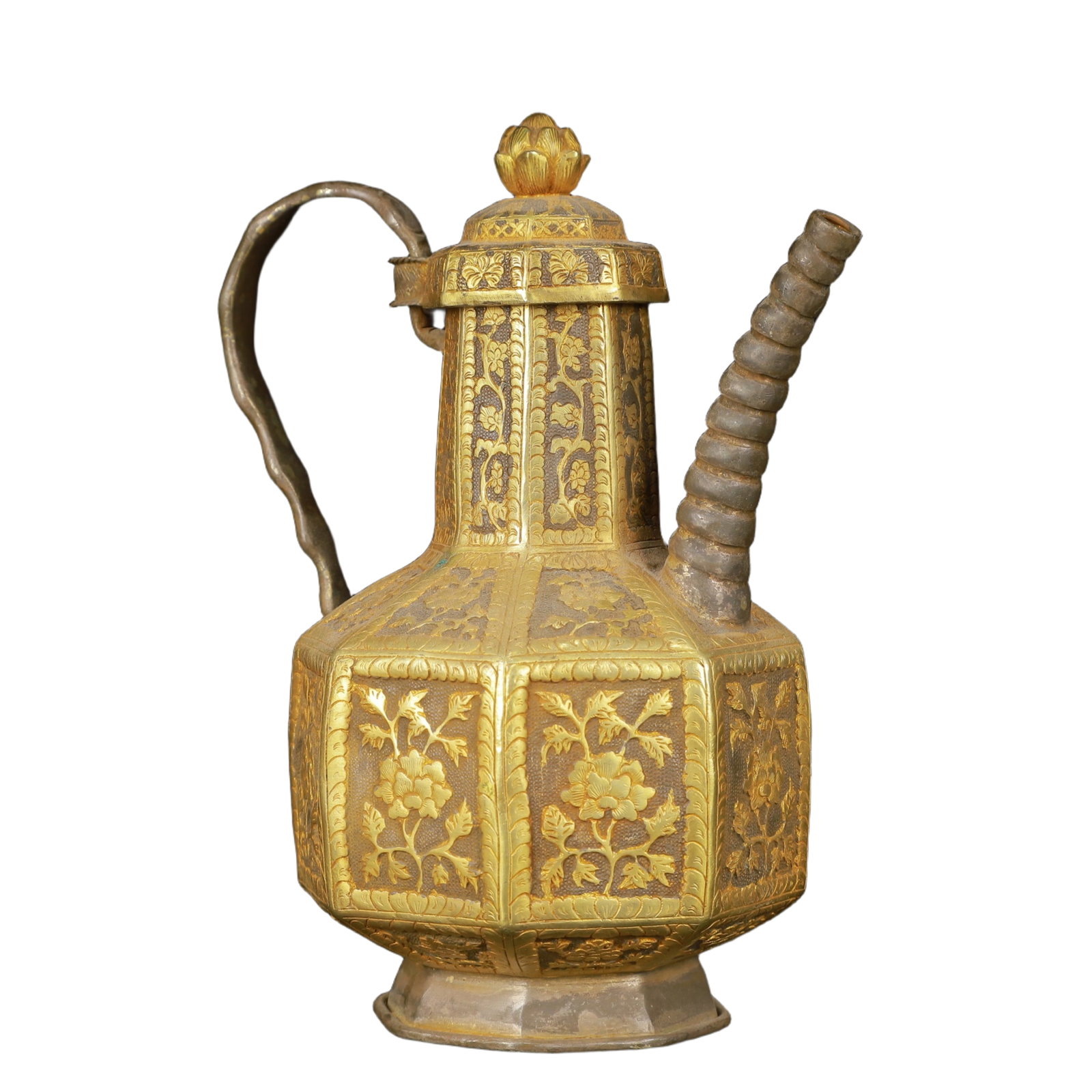 An Exquisite Gilt Silver Lotus Pattern Ewer - 4