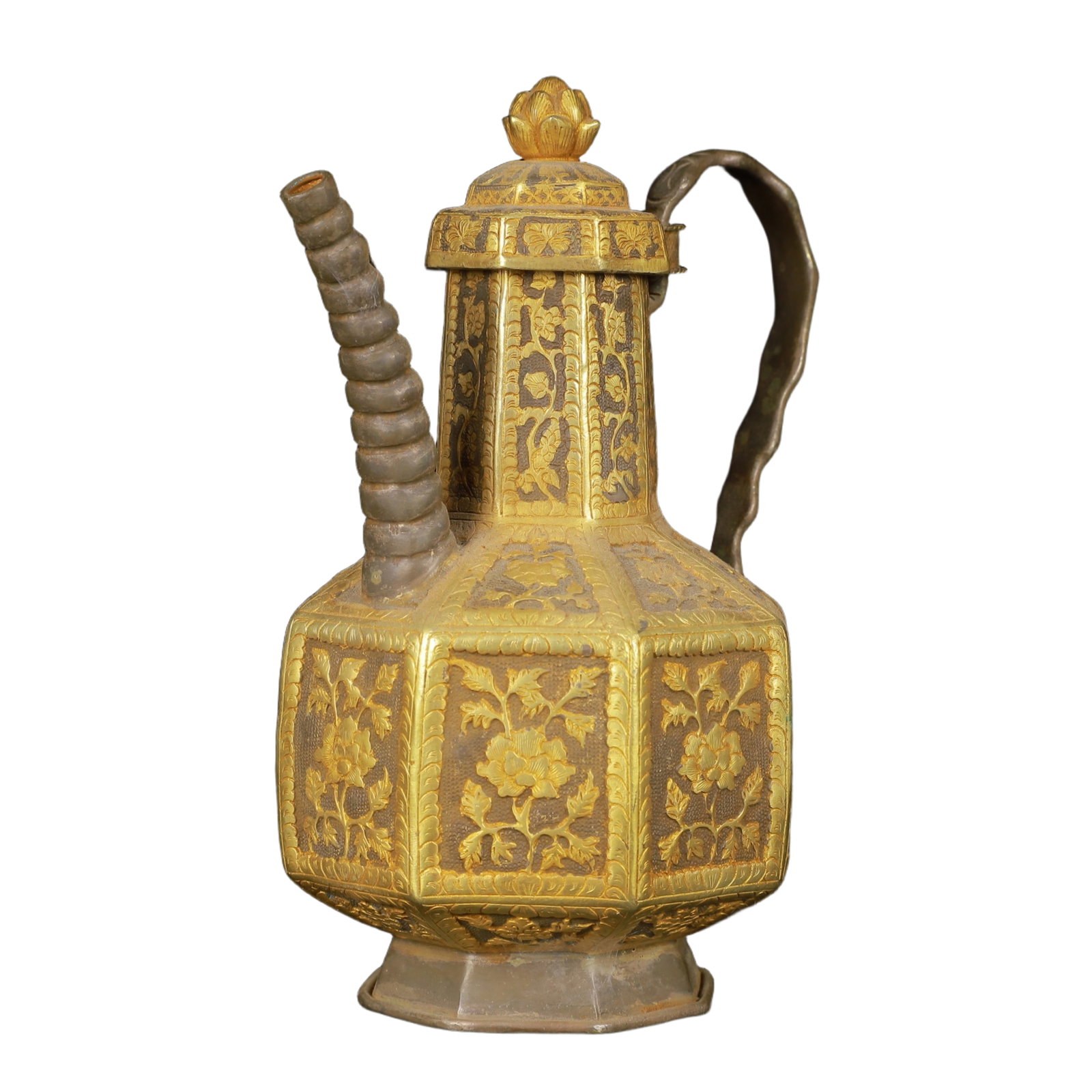 An Exquisite Gilt Silver Lotus Pattern Ewer - 6