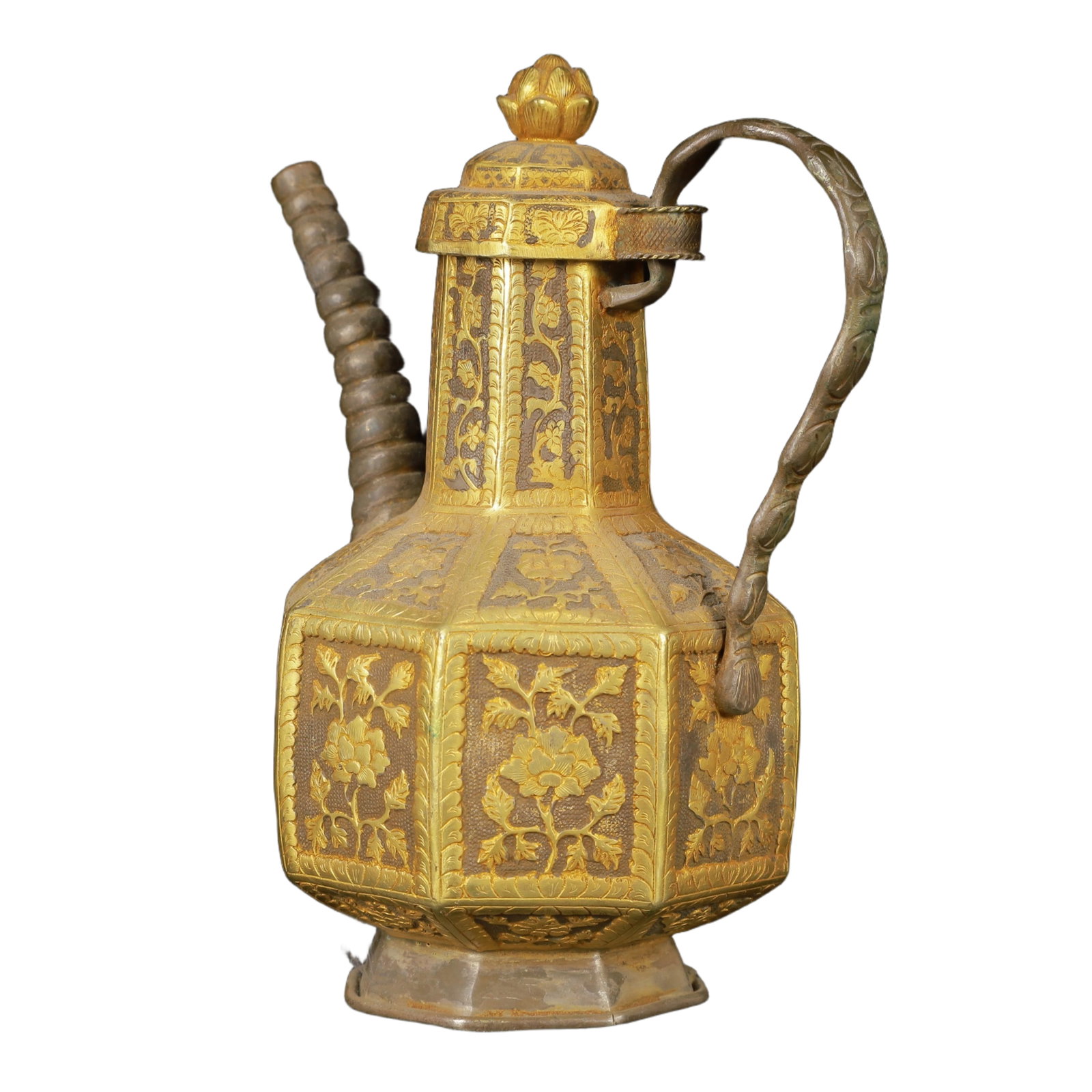 An Exquisite Gilt Silver Lotus Pattern Ewer - 8
