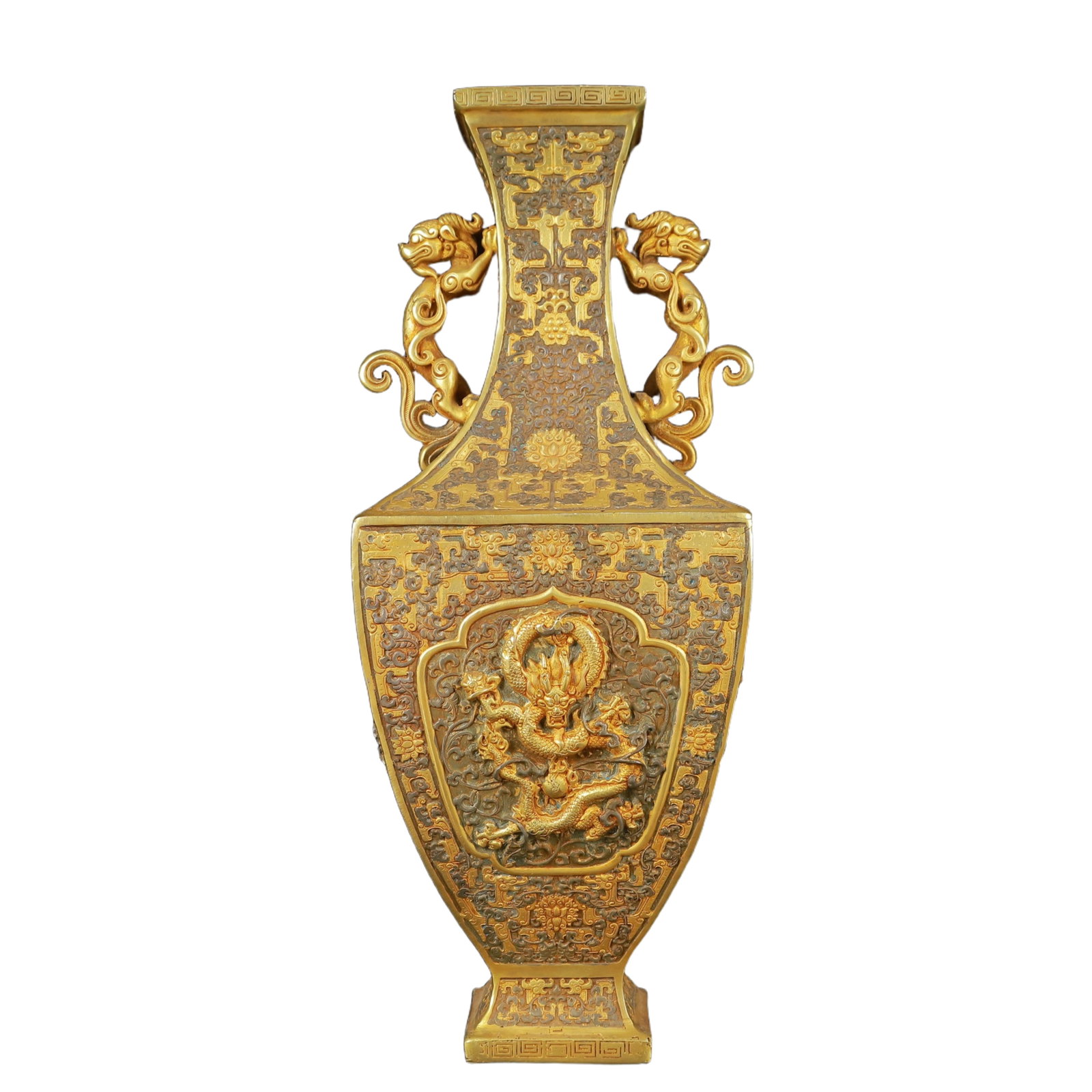 An Exquisite Gilt Silver Dragon Pattern Dragon-Ears Vase (1 of 15)