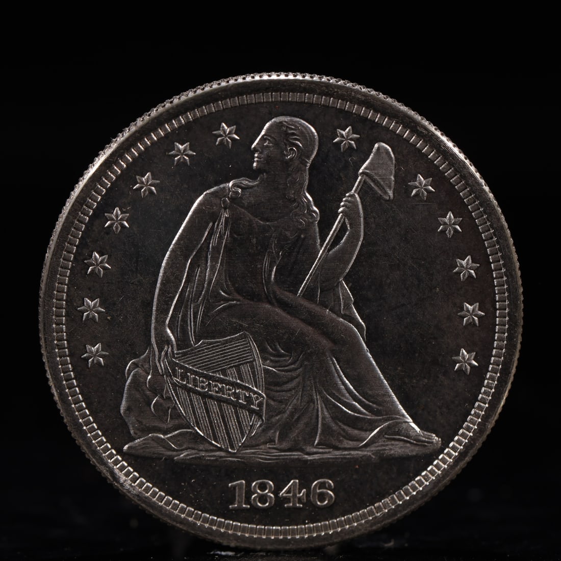 USA One Dollar 1846 Coin: American coin. IN GOD WE TRUST / LIBERTY / 1846 / UNITED STATES OF AMERICA / ONE DOL. Weight:26.9g.