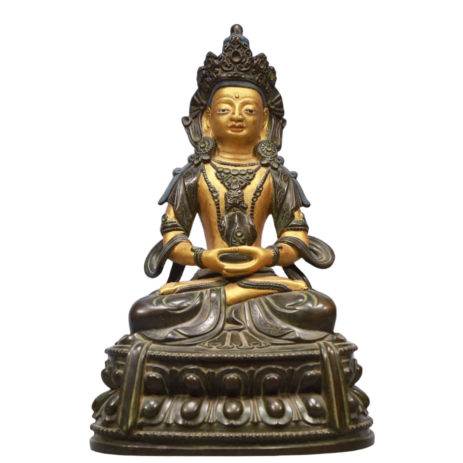 A Solemn Gilt Bronze Statue of Tara: A Solemn Gilt Bronze Statue of Tara,Qing Dynasty, China,Size:5.5inx3.9inx9.1in,Weight:1900g 铜鎏金度母像,中国清代