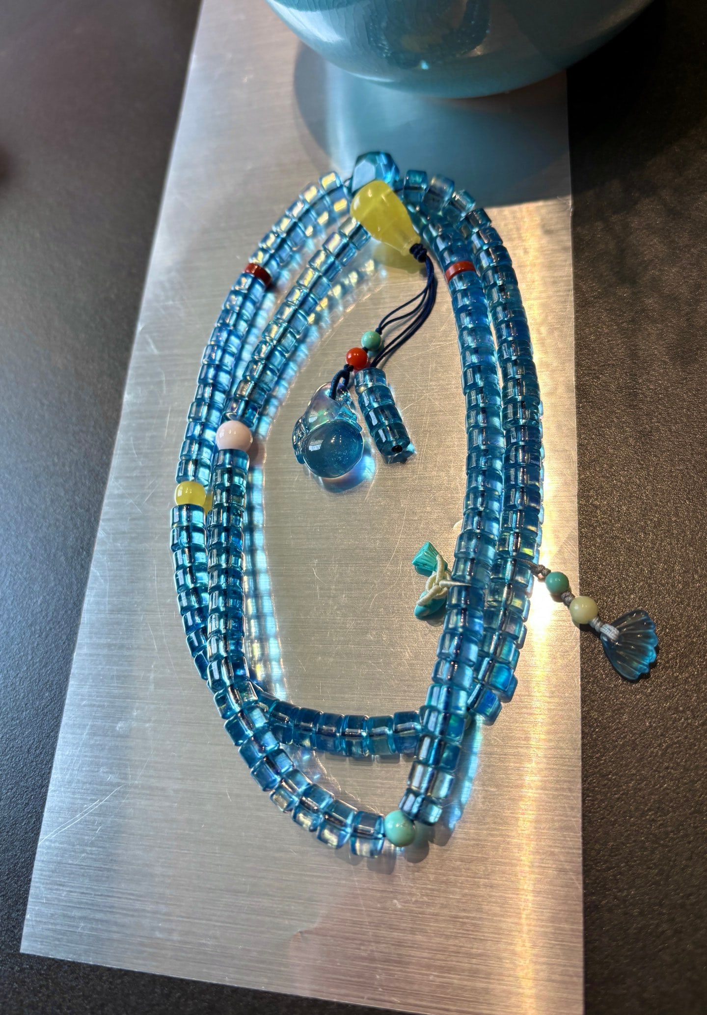 An Exquisite Aquamarine Bracelet: An Exquisite Aquamarine Bracelet,Size:7mm,Weight:59g 海蓝宝手串