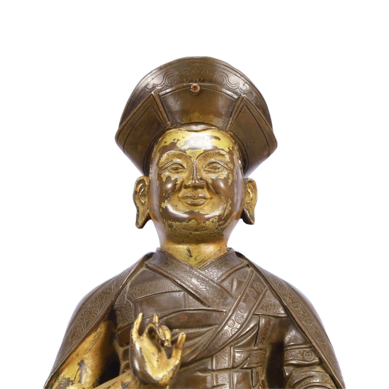 A Solemn Gilt Bronze Statue of Guru,With Inscription - 2