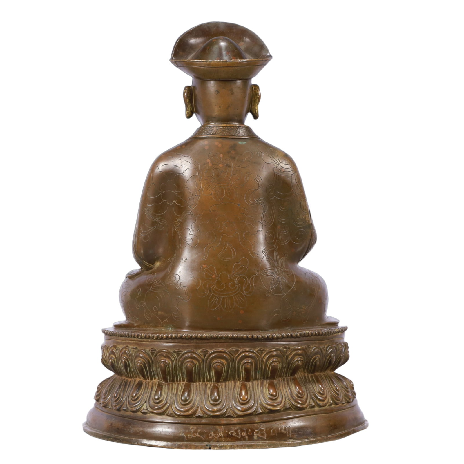 A Solemn Gilt Bronze Statue of Guru,With Inscription - 9