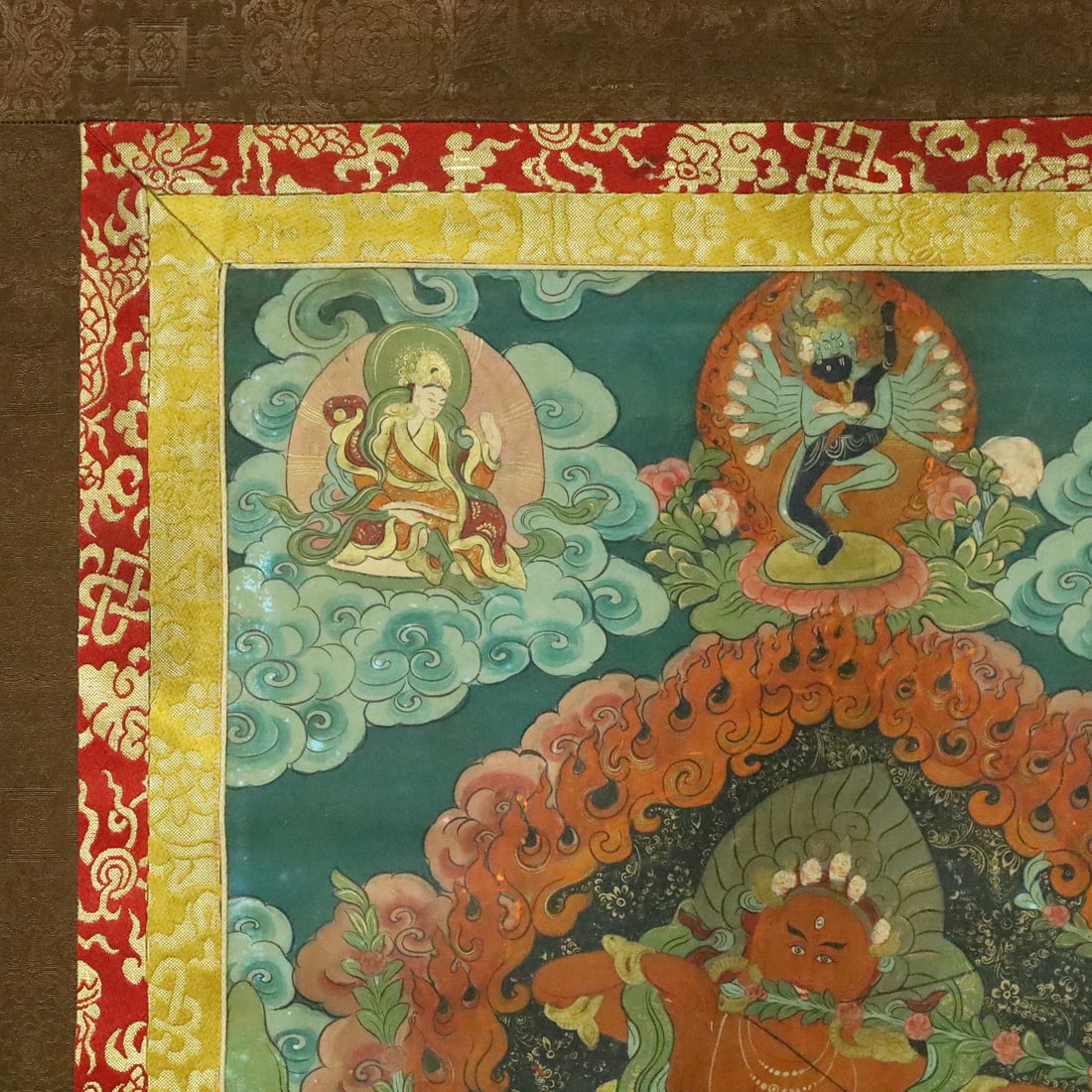 A Rare Brocade Painted Color Statue of Dakini Tangka - 4