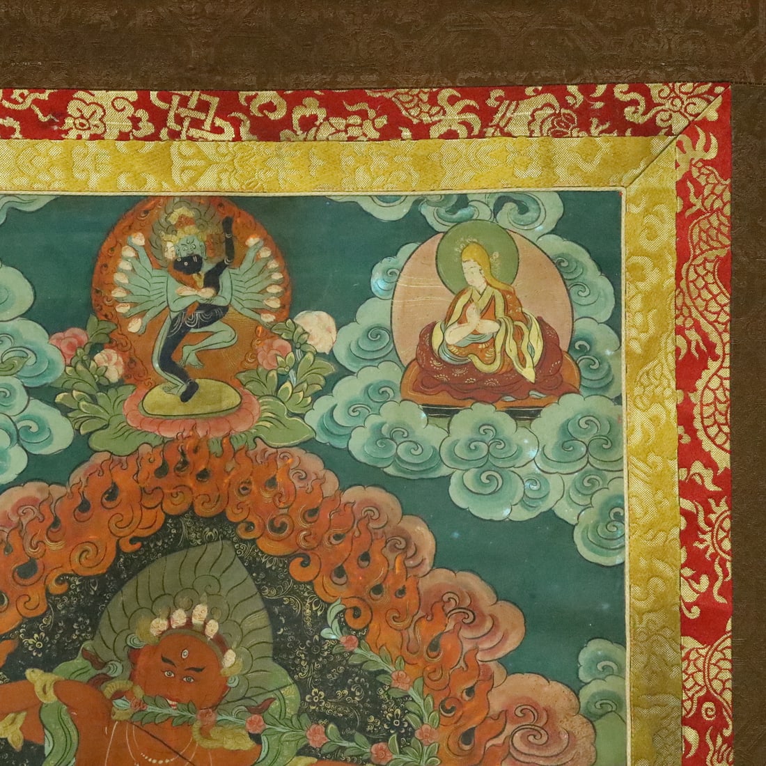 A Rare Brocade Painted Color Statue of Dakini Tangka - 5