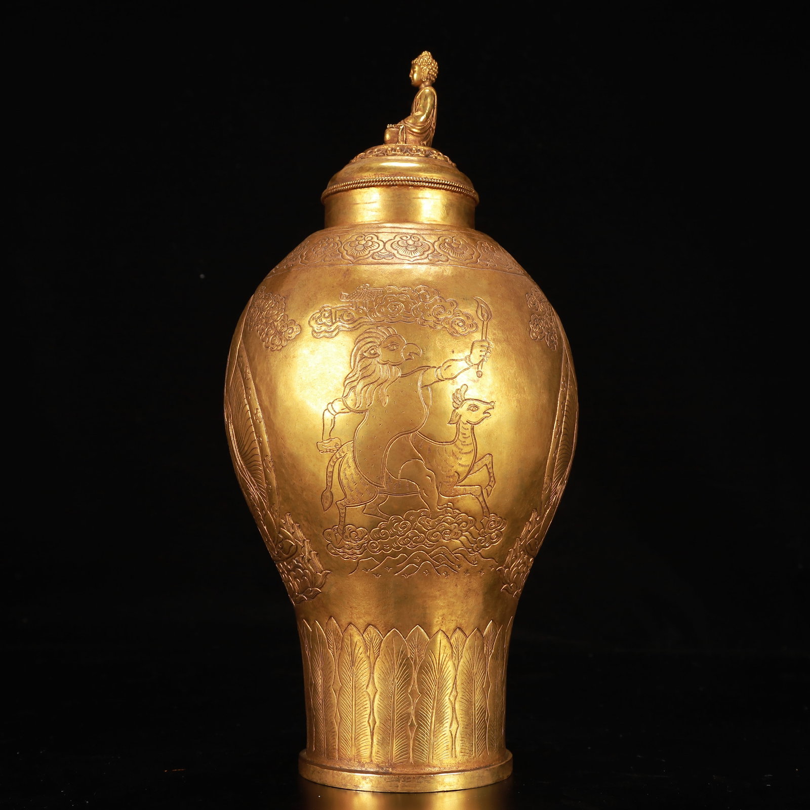 A Rare Gilt Bronze Statue of Avalokitesvara Pattern Bottle - 6