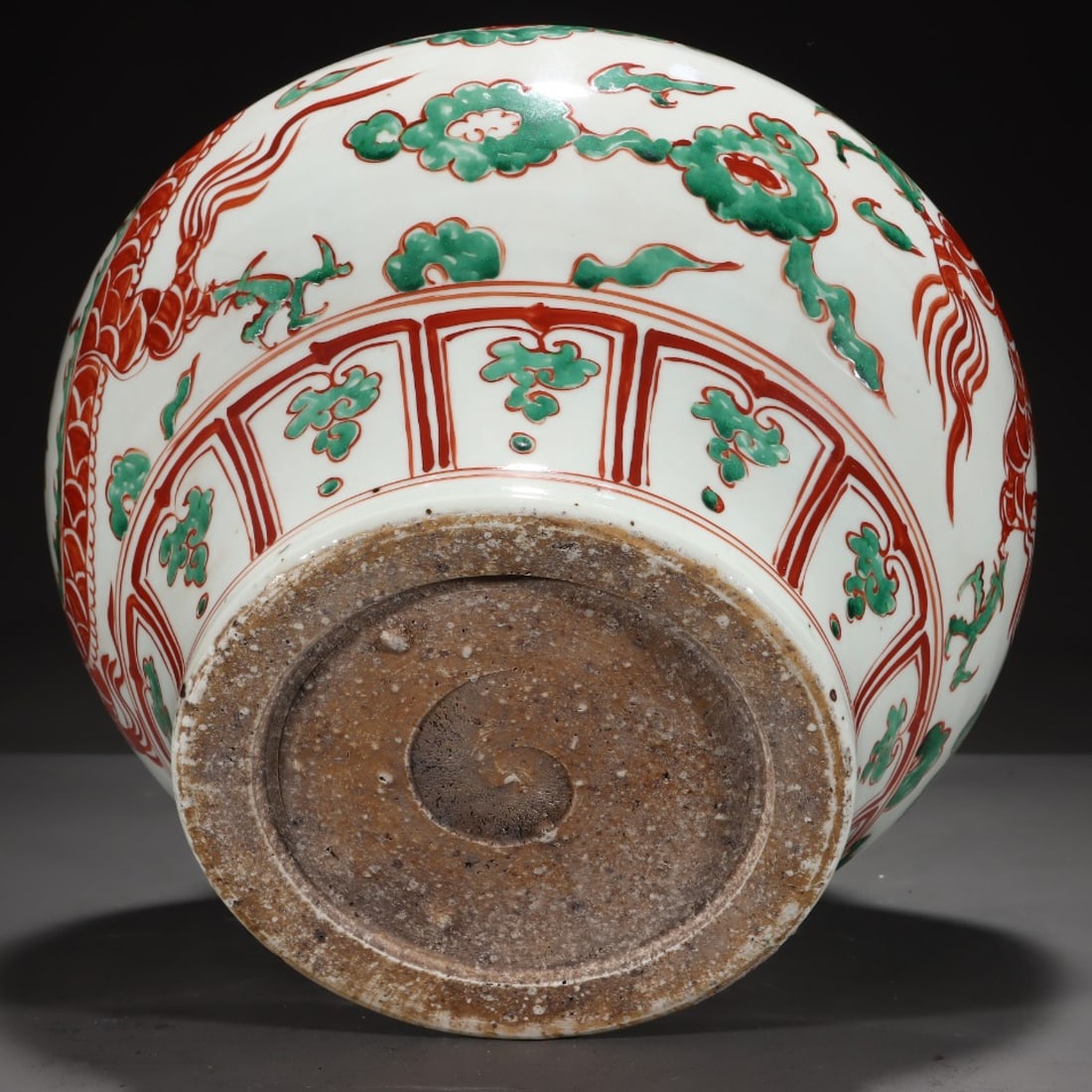 A Rare Red Green Color Auspicious Cloud and Dragon Pattern Jar - 8