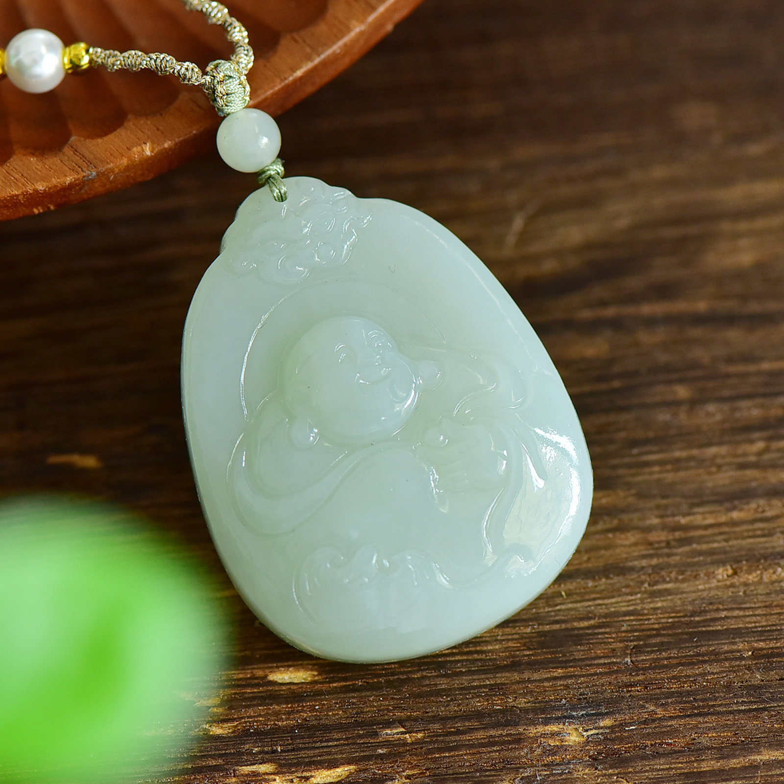 An Exquisite White Jade Maitreya Buddha Pendant - 2