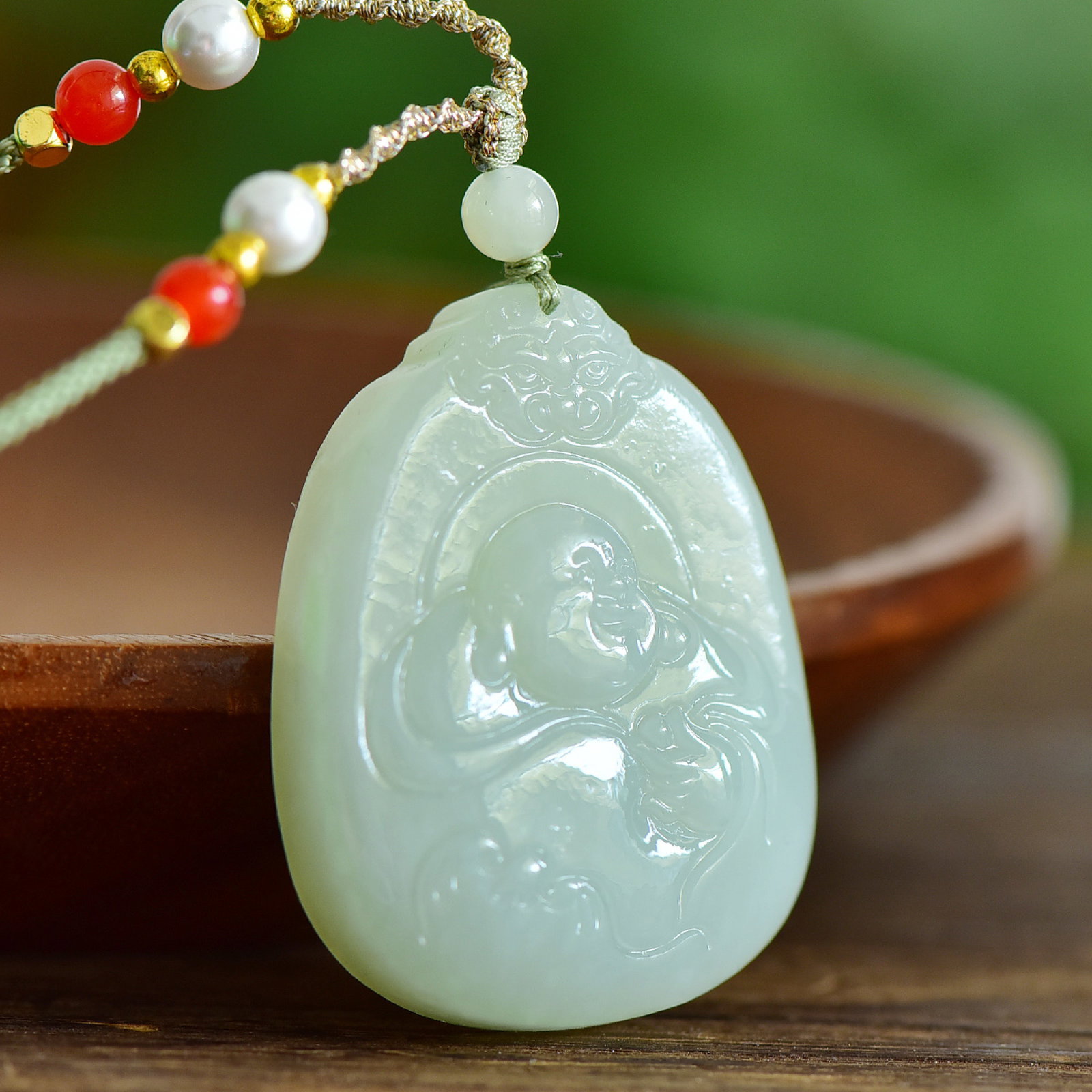 An Exquisite White Jade Maitreya Buddha Pendant - 3