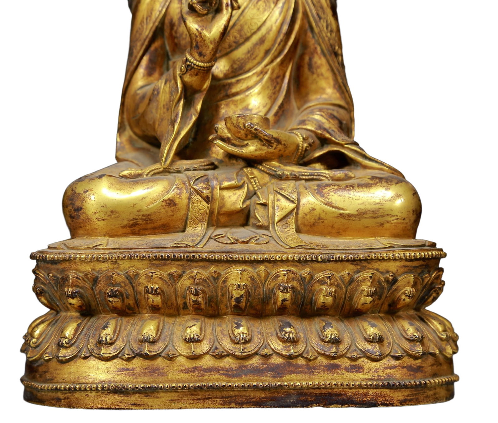 A Solemn Gilt Bronze Statue of Padma Sambhava - 3