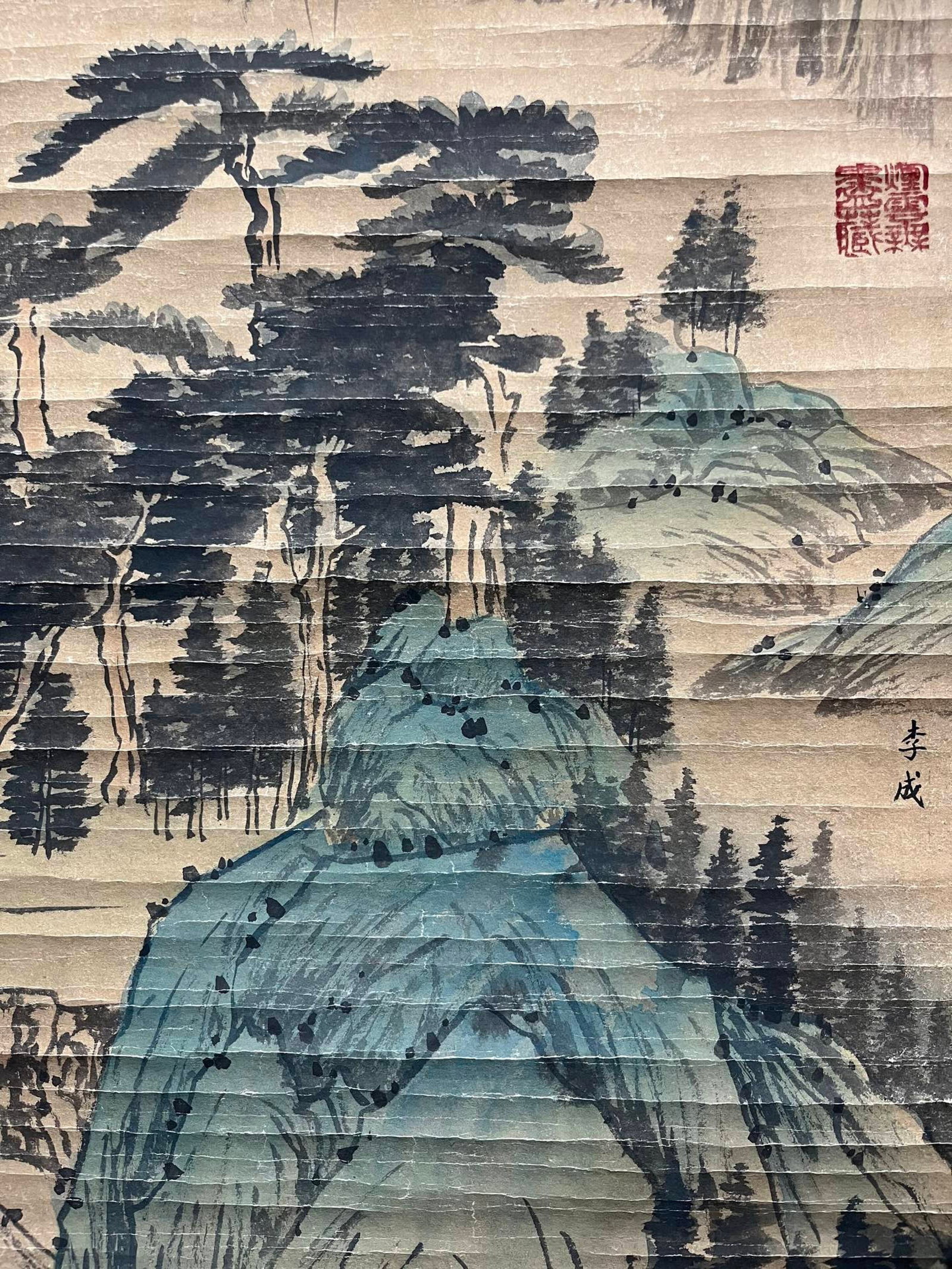 A Chinese Vertical Scroll Ink Painting of Landscape on Paper,Li Cheng - 8