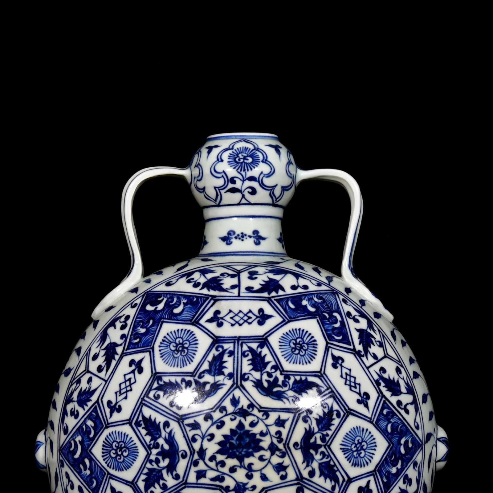 A Huge Blue and White Flower Pattern Double-Ears Vase - 2