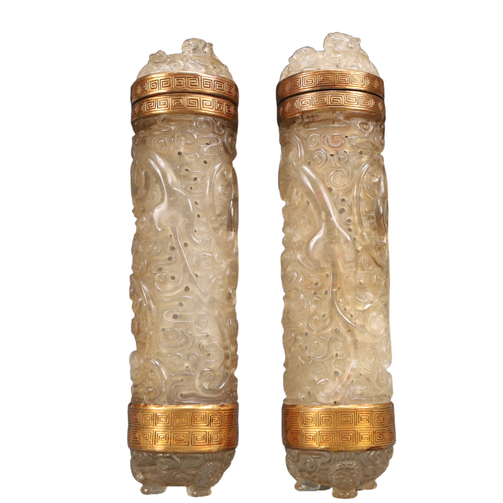 A Pair of Exquisite Crystal Auspicious Beast Pattern Ornaments - 2