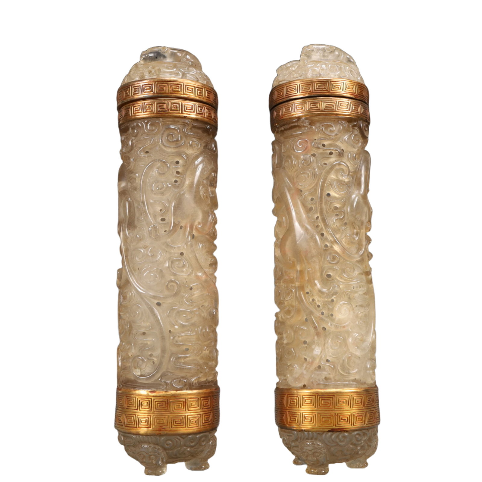A Pair of Exquisite Crystal Auspicious Beast Pattern Ornaments - 3