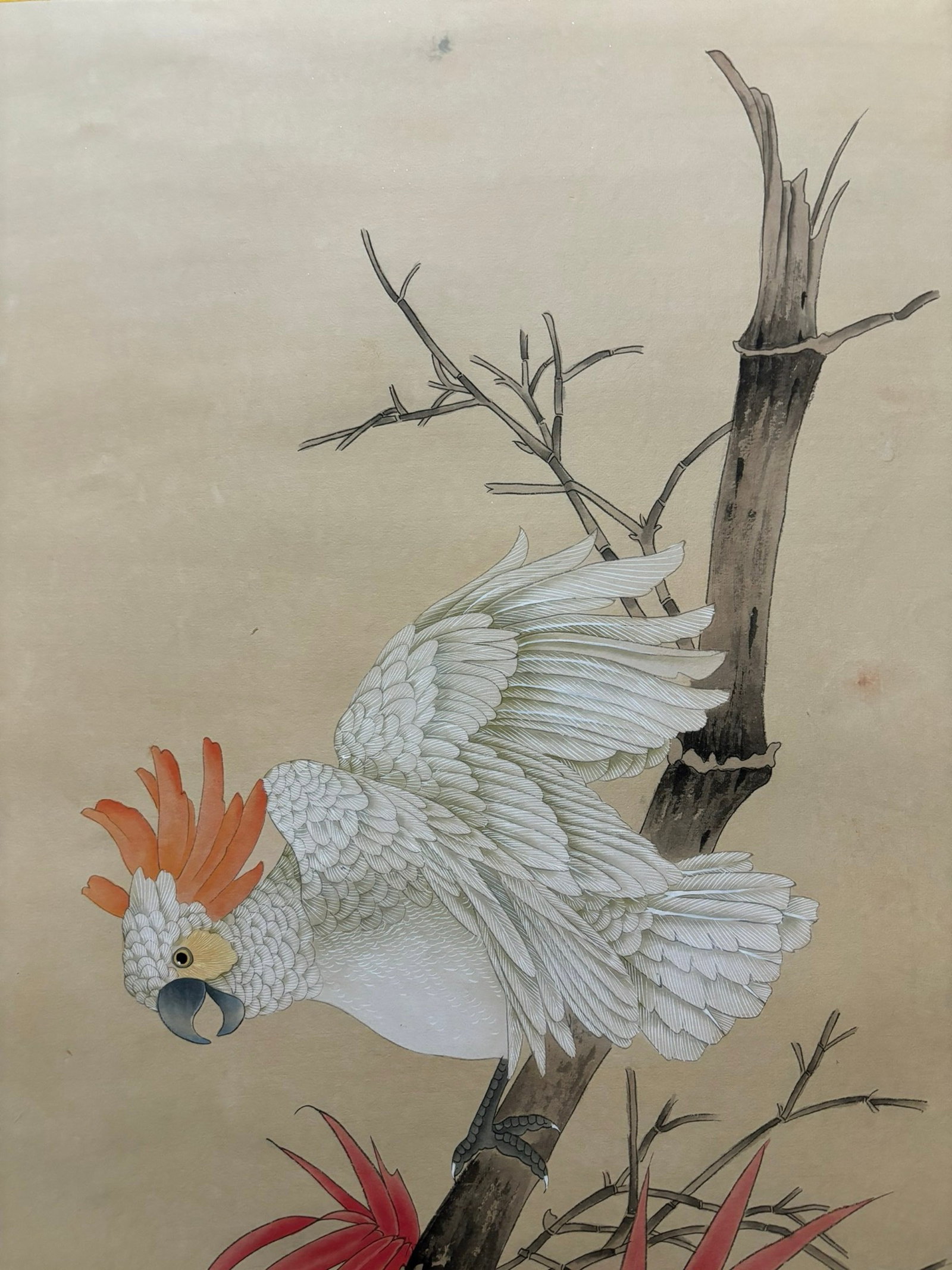 A Chinese Vertical Scroll Ink Painting of Flower and Bird on Paper,Yu Feian - 3
