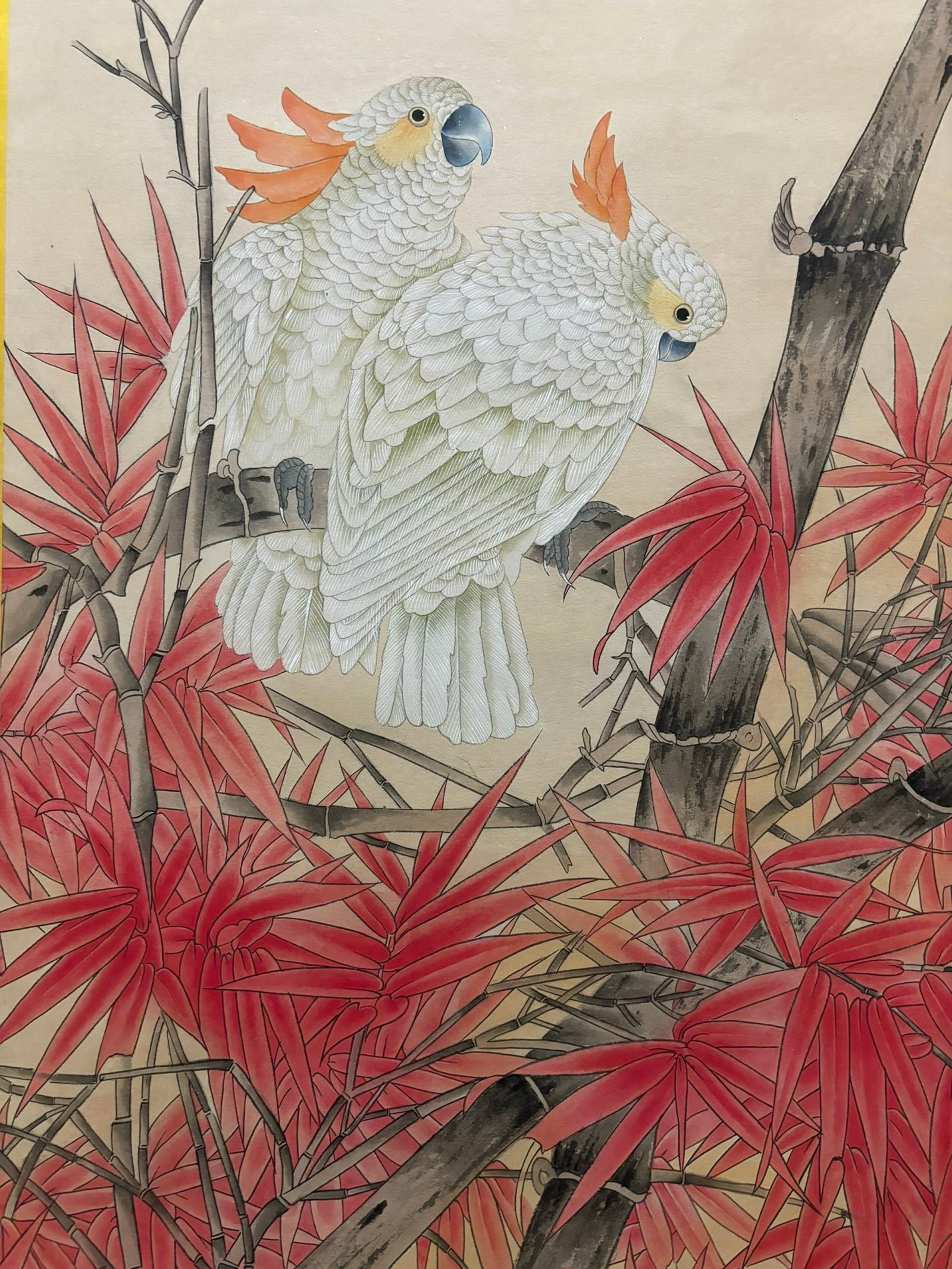 A Chinese Vertical Scroll Ink Painting of Flower and Bird on Paper,Yu Feian - 4