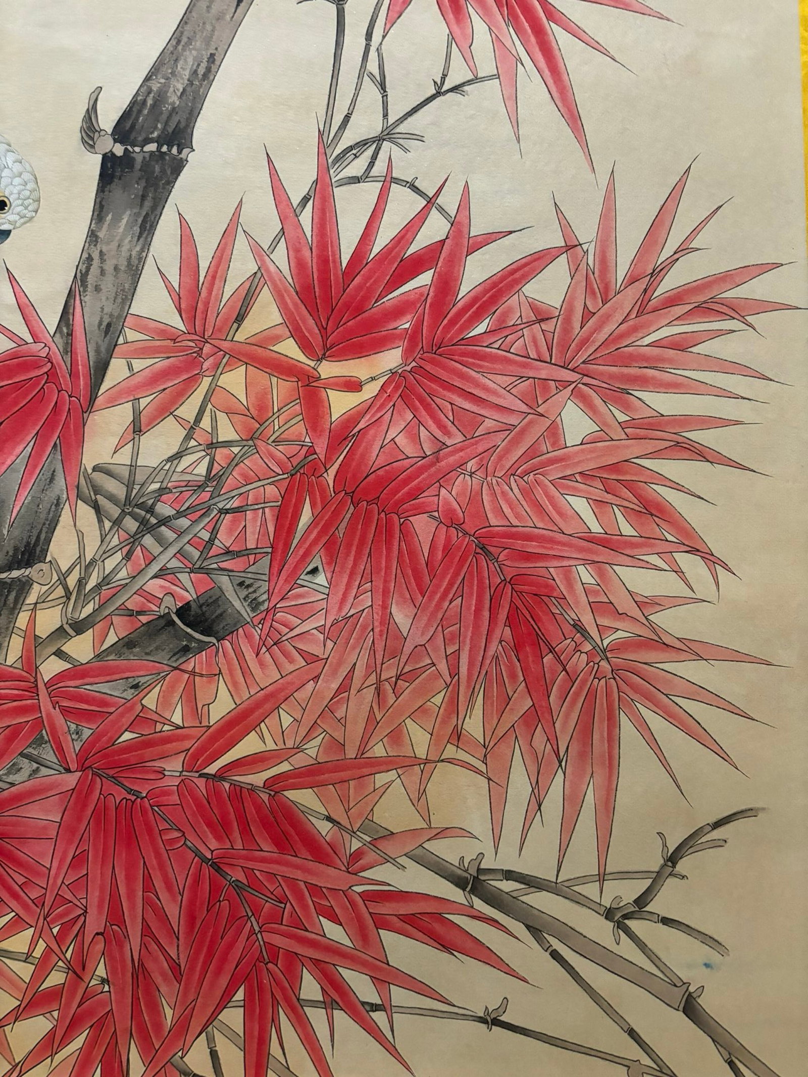 A Chinese Vertical Scroll Ink Painting of Flower and Bird on Paper,Yu Feian - 5