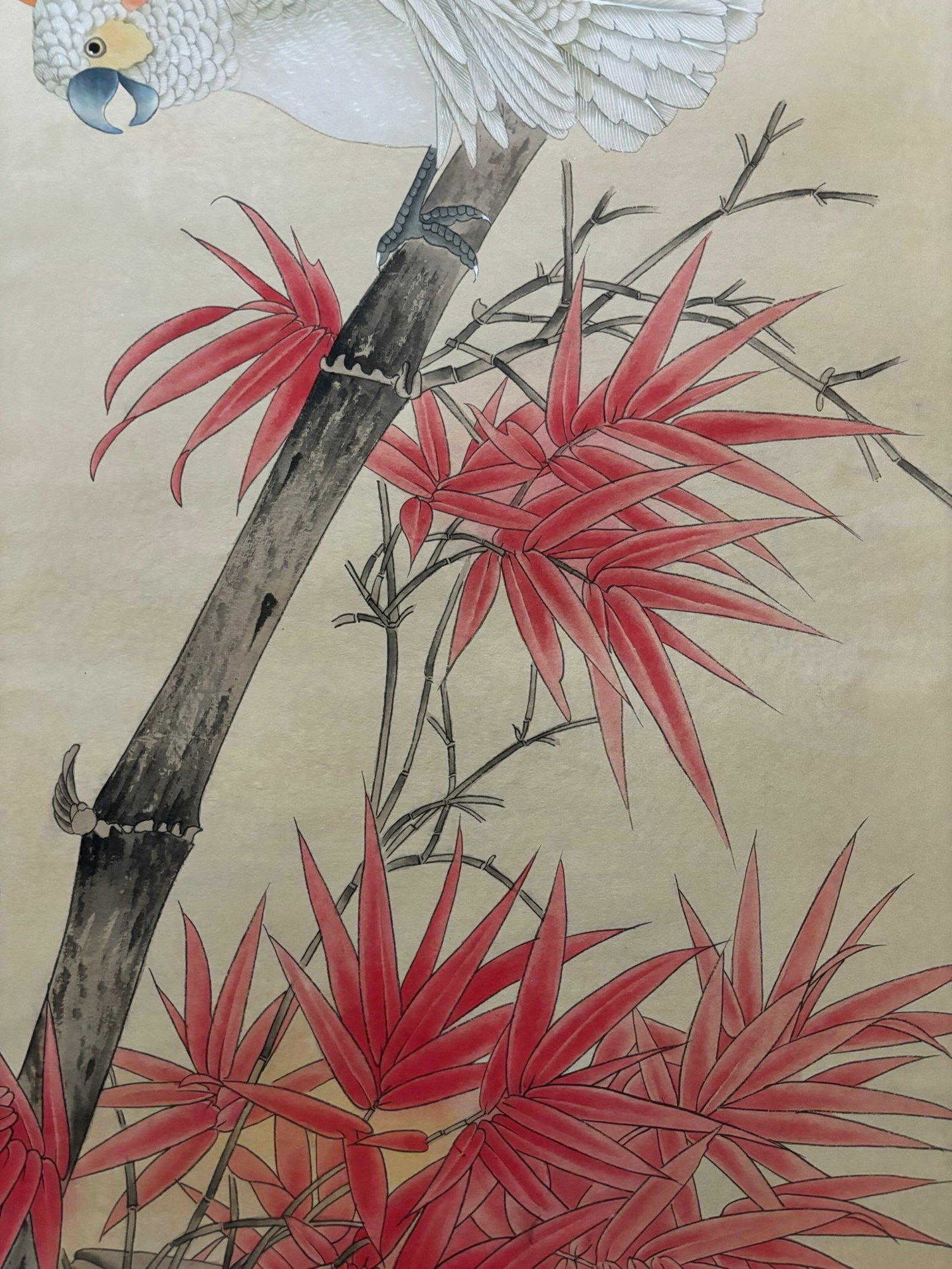 A Chinese Vertical Scroll Ink Painting of Flower and Bird on Paper,Yu Feian - 6