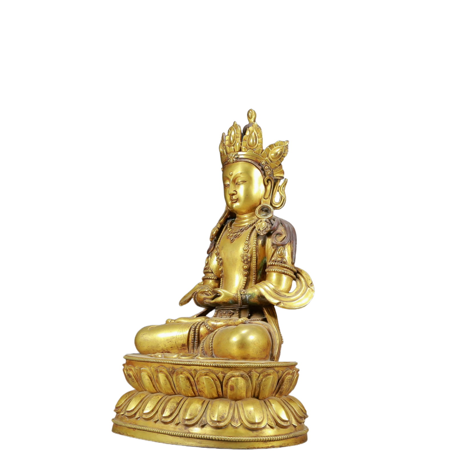 A Solemn Gilt Bronze Statue of Amitayus - 5