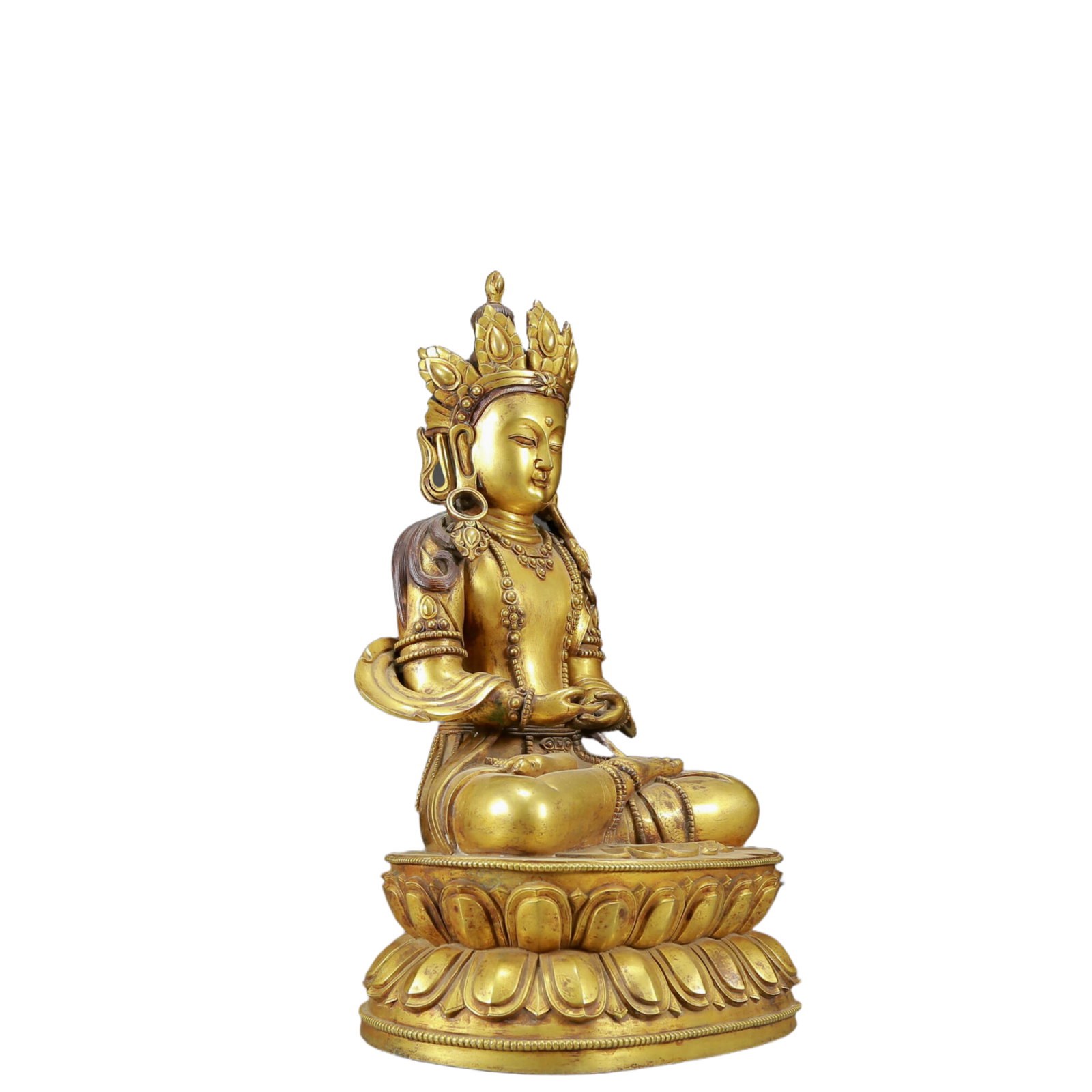 A Solemn Gilt Bronze Statue of Amitayus - 7