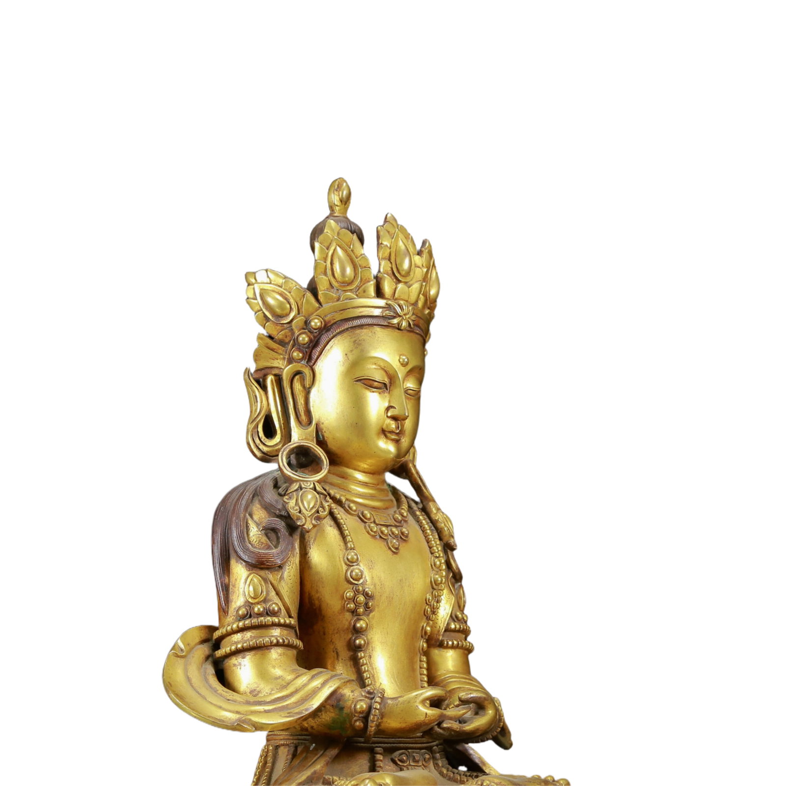 A Solemn Gilt Bronze Statue of Amitayus - 8