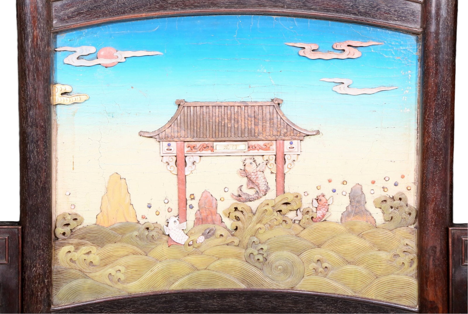 An exquisite zitanwood table screen with fish patterns - 2