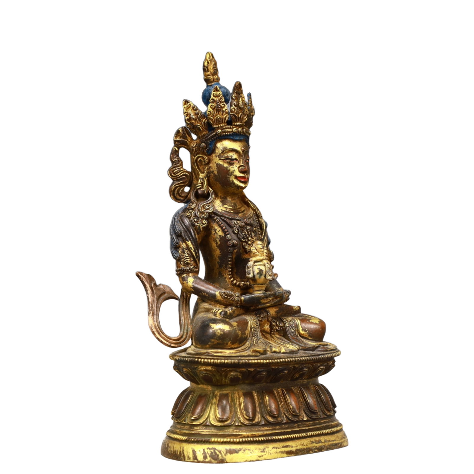 A Solemn Gilt Bronze Statue of Amitayus - 5