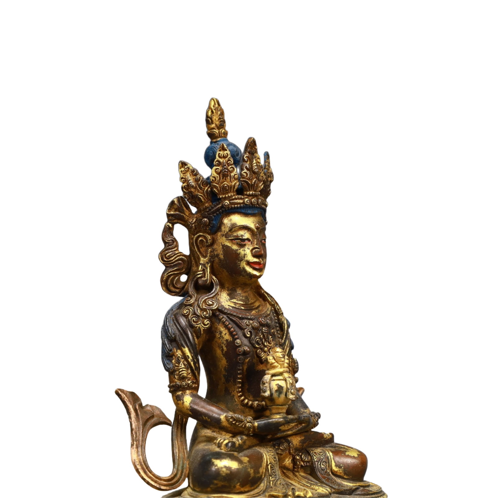 A Solemn Gilt Bronze Statue of Amitayus - 6