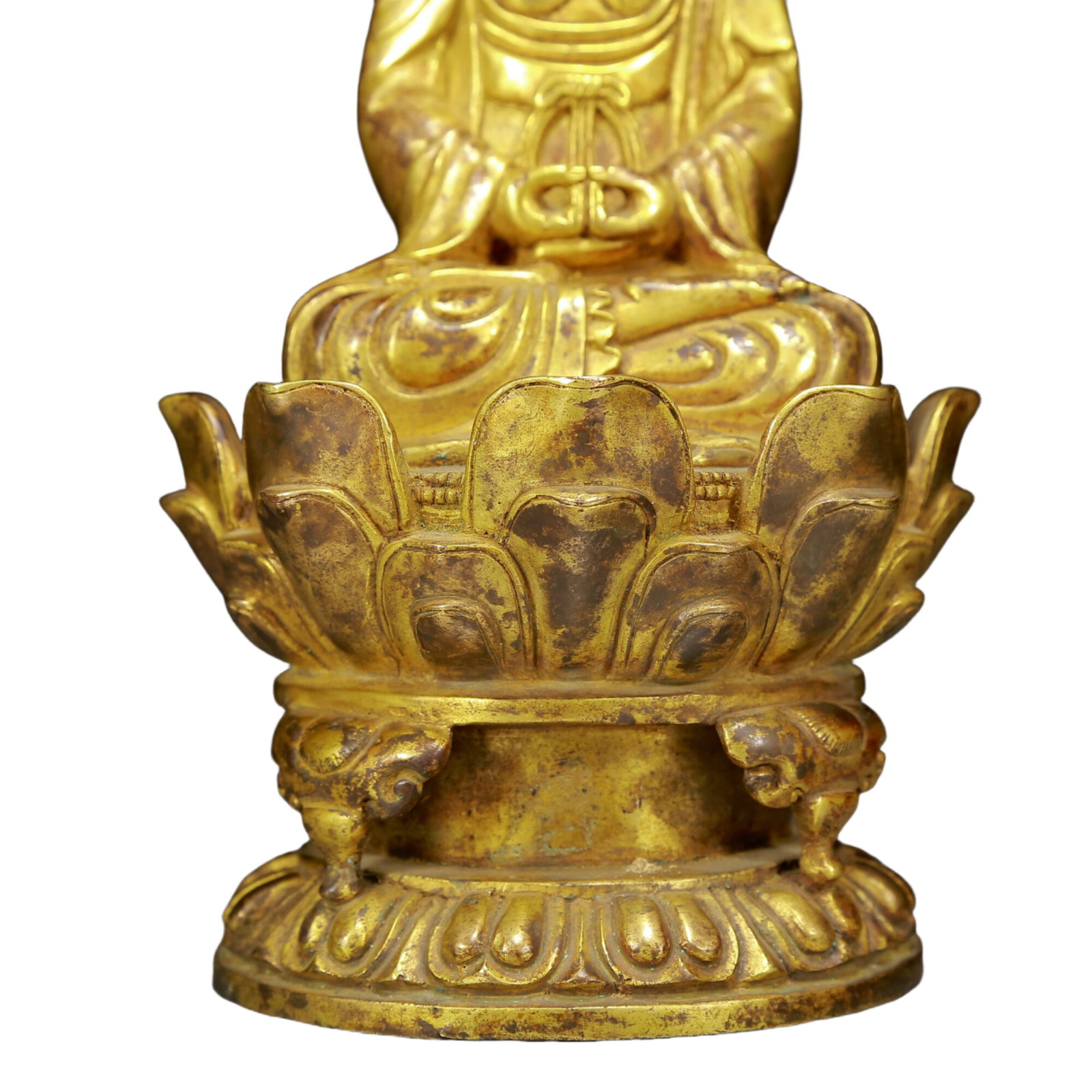 A Solemn Gilt Bronze Statue of Sakyamuni - 3