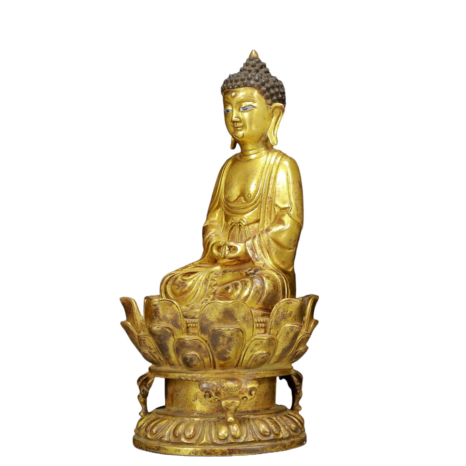 A Solemn Gilt Bronze Statue of Sakyamuni - 4