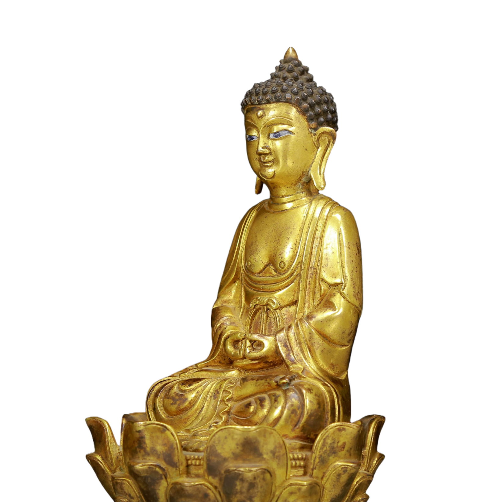 A Solemn Gilt Bronze Statue of Sakyamuni - 5