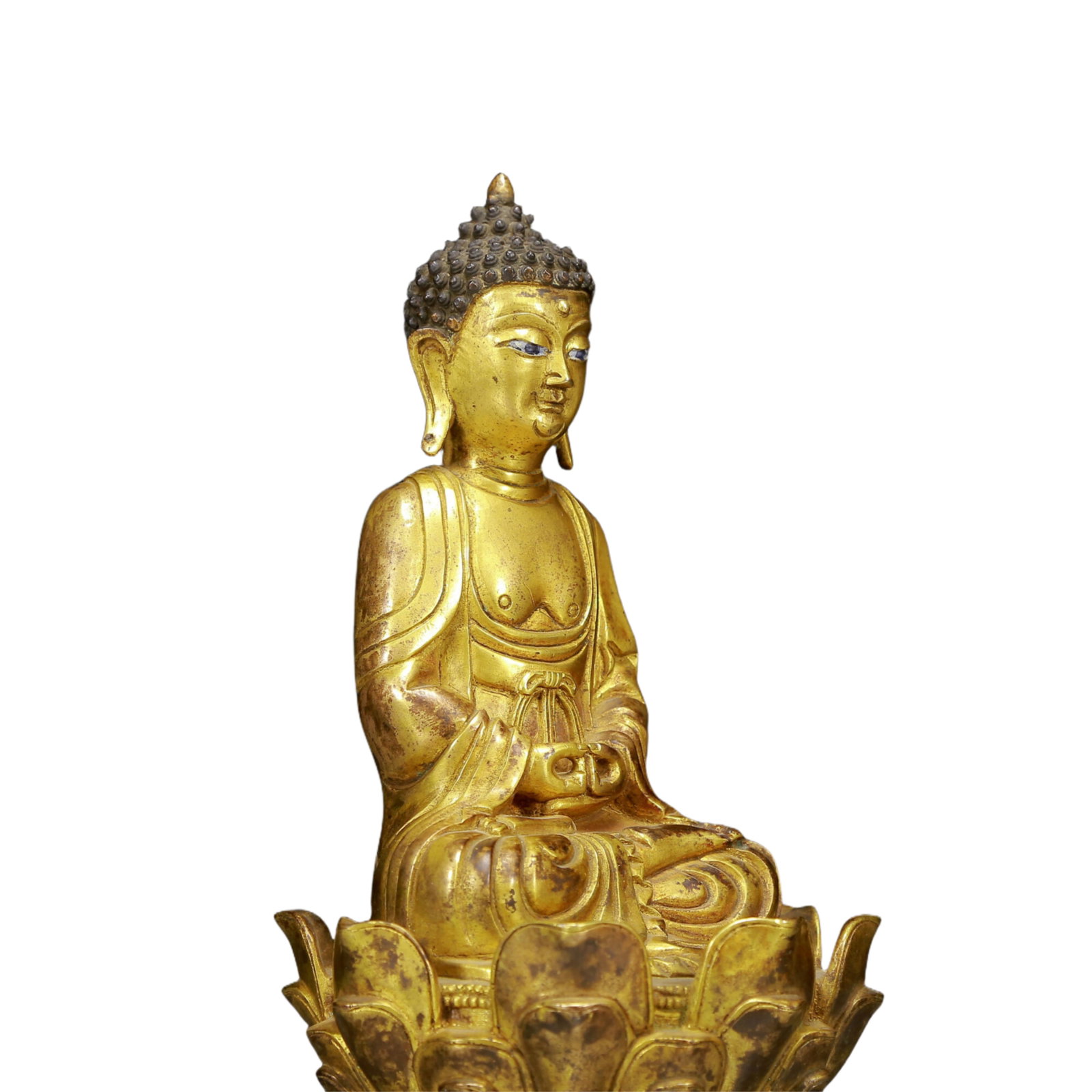 A Solemn Gilt Bronze Statue of Sakyamuni - 7