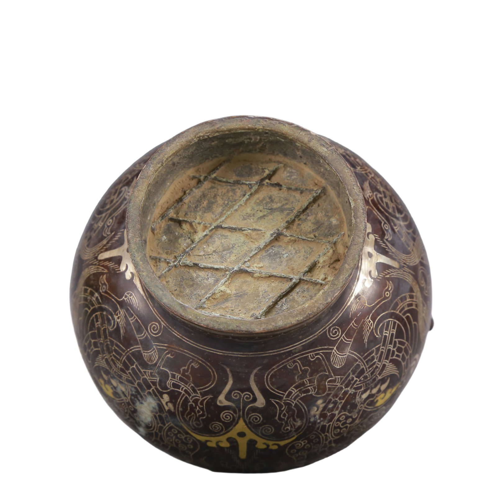 A Exquisite Gold and Silver-Inlaid Bronze Auspicious Beast Pattern Vase - 10