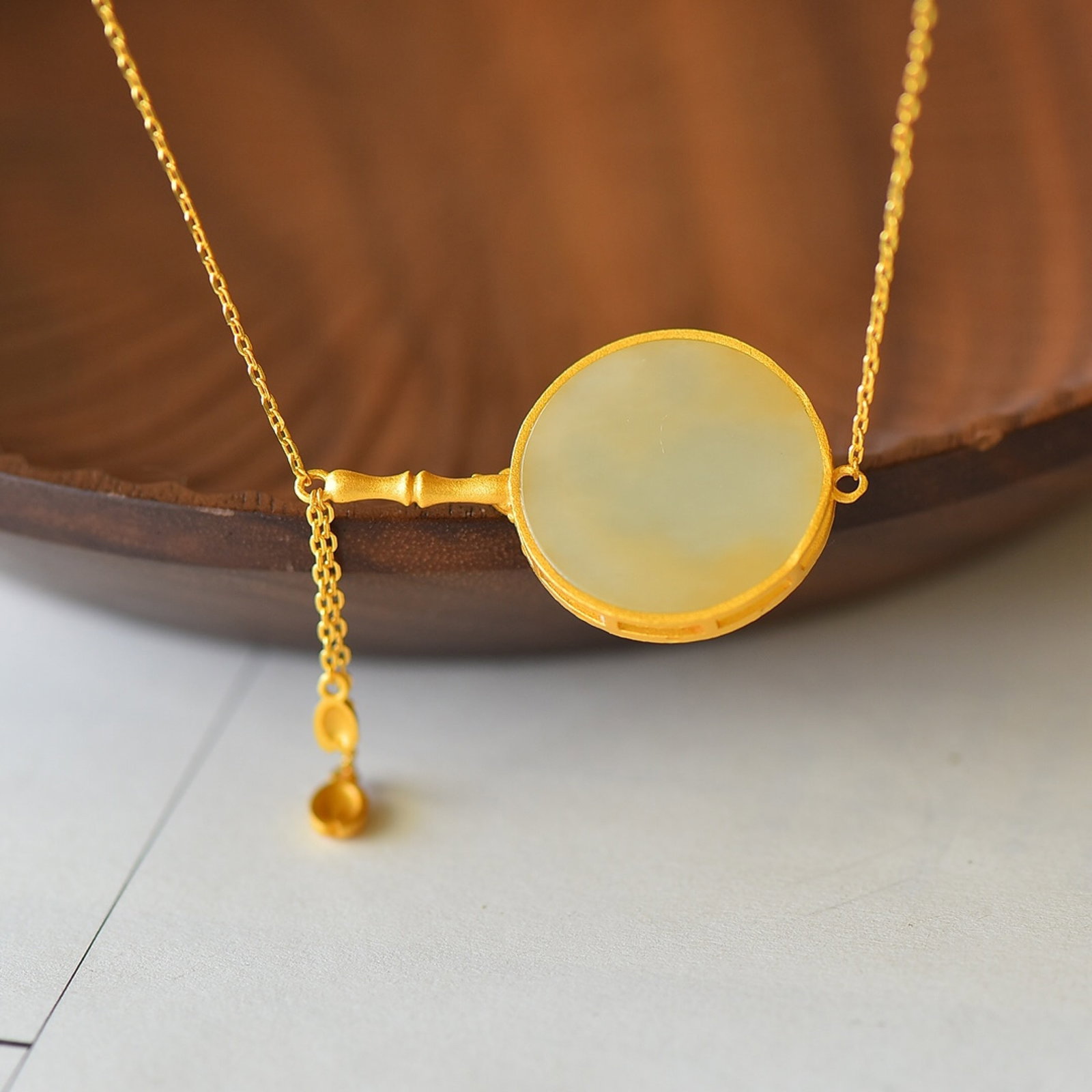 An Exquisite Sterling Silver-Gold Plated Inlaid White Jade Enamel Pendant - 5