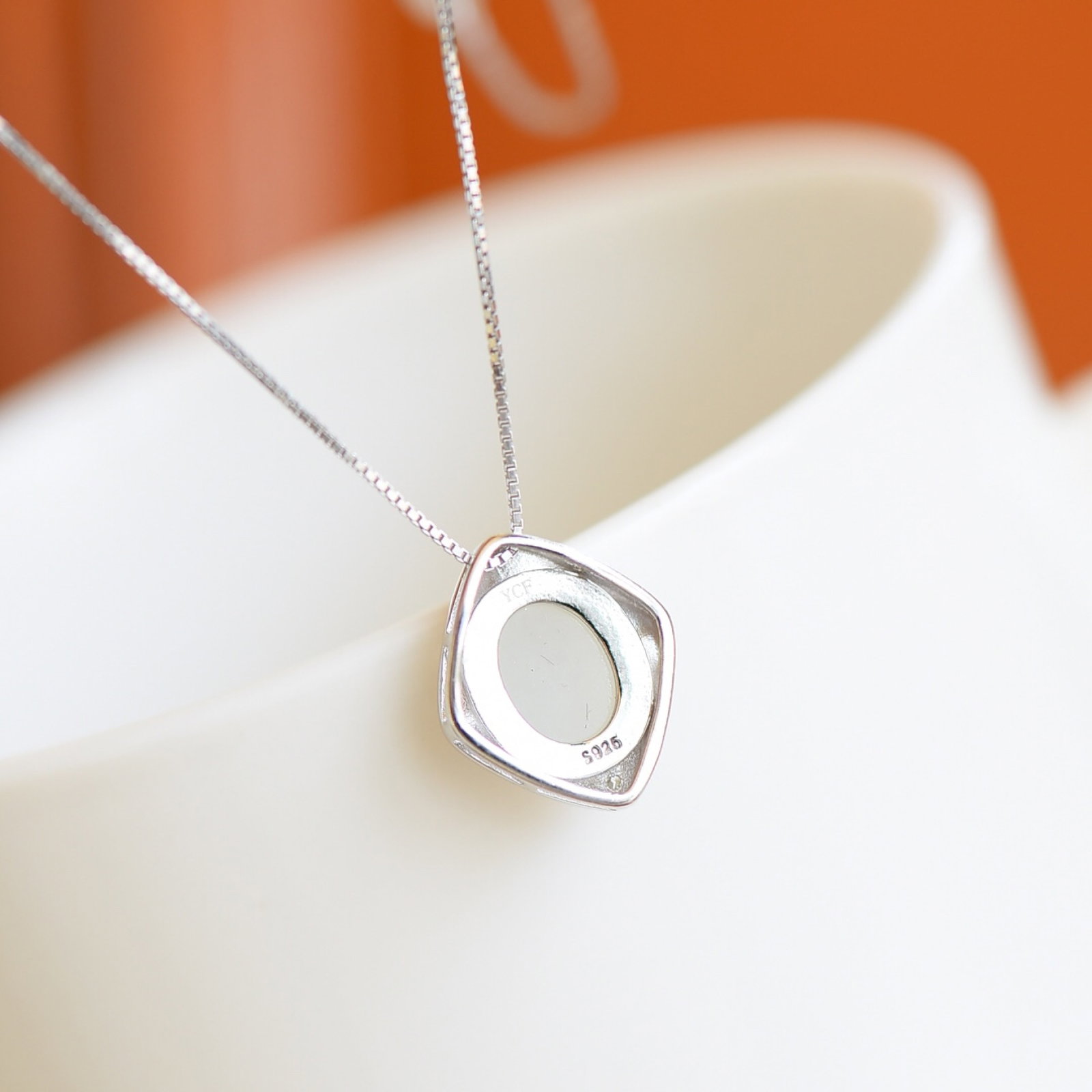 An Exquisite Sterling Silver Inlaid White Jade Pendant - 5