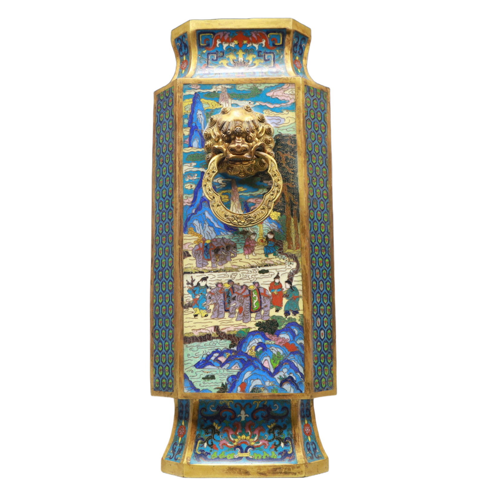 A Pair of Exquisite Cloisonne Character and Story Pattern Double-Ears Vases - 7