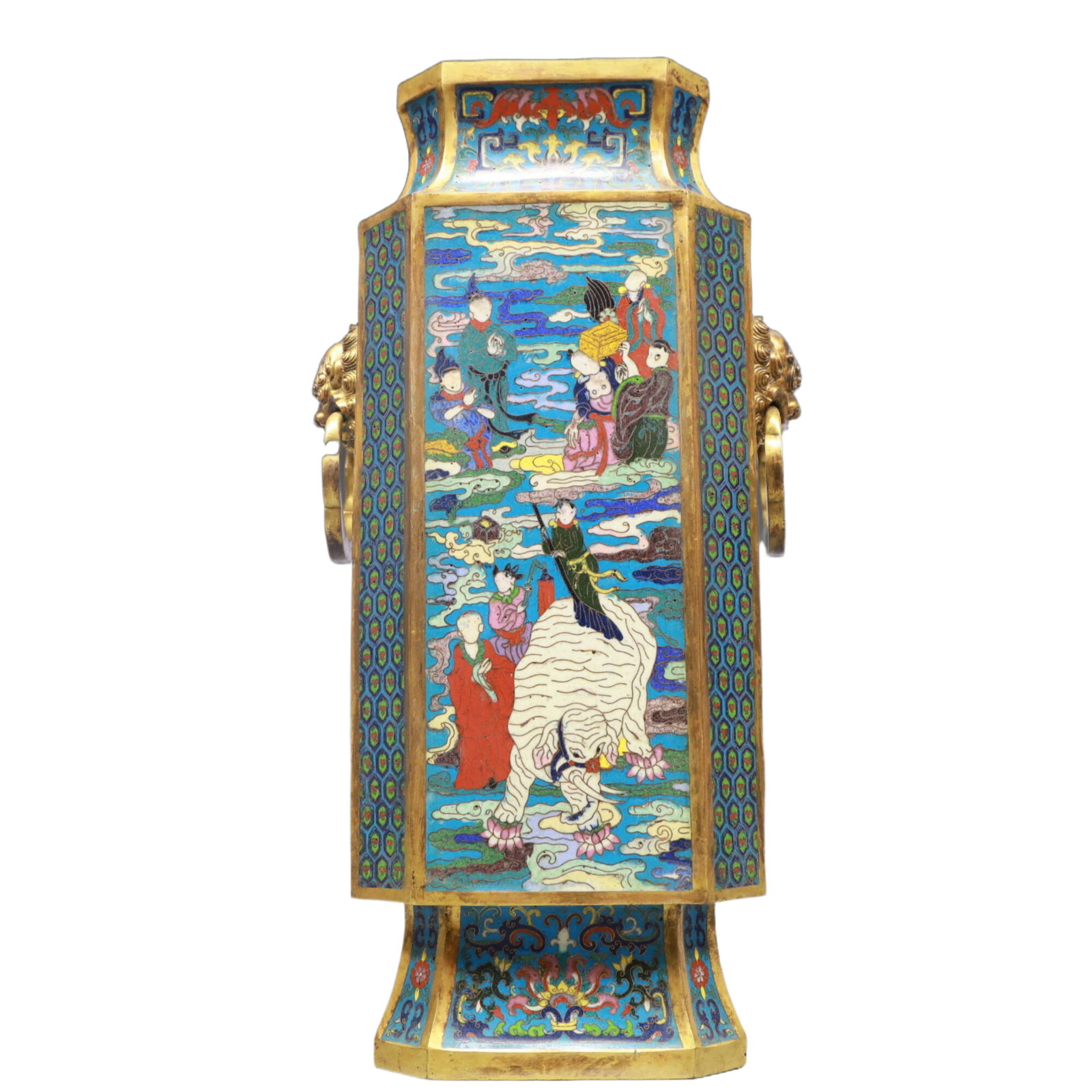 A Pair of Exquisite Cloisonne Character and Story Pattern Double-Ears Vases - 8