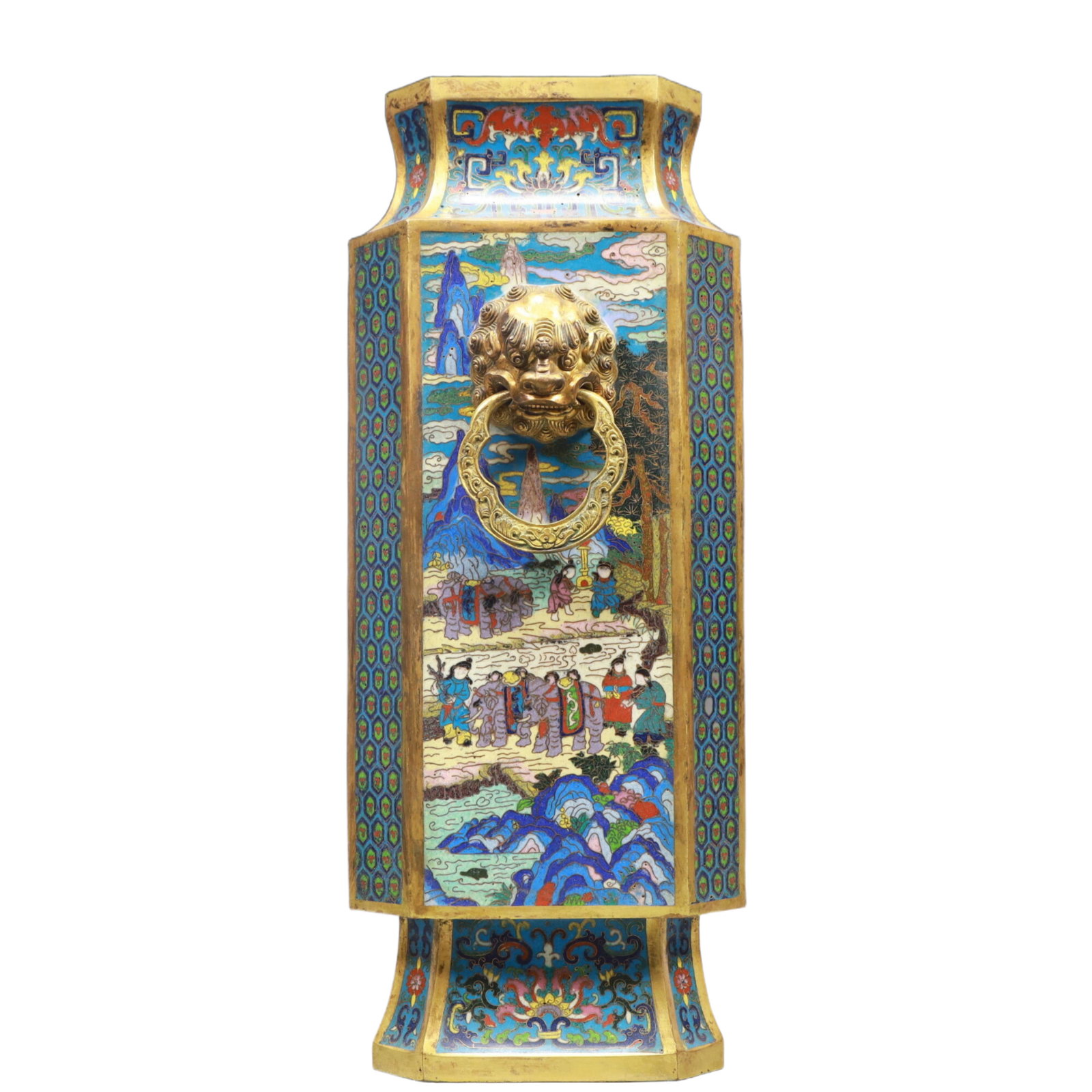 A Pair of Exquisite Cloisonne Character and Story Pattern Double-Ears Vases - 9