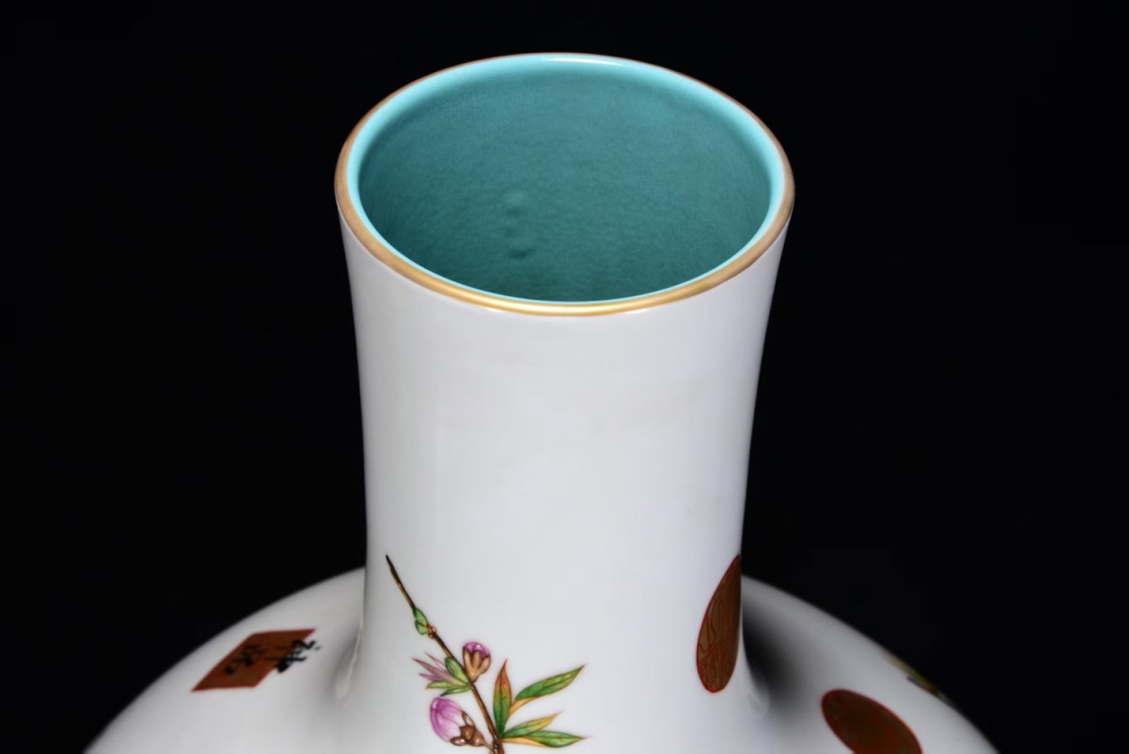 A Huge Enamel Painted Gold Flower and Bird Pattern Vase,With Poem - 4
