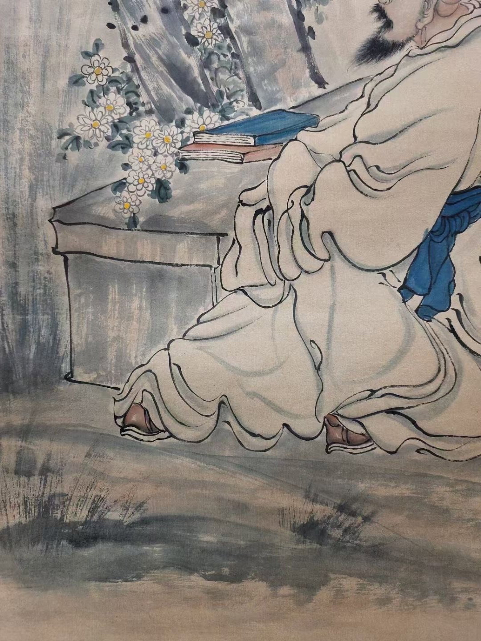 A Chinese Vertical Scroll Ink Painting of Figure on Paper,Ren Bonian - 7