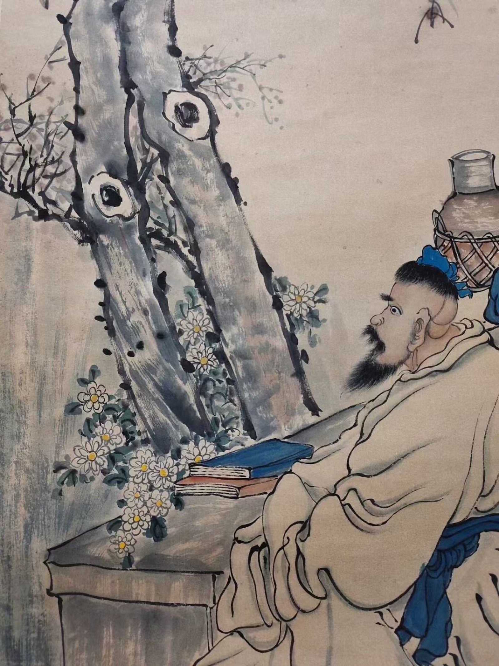 A Chinese Vertical Scroll Ink Painting of Figure on Paper,Ren Bonian - 8