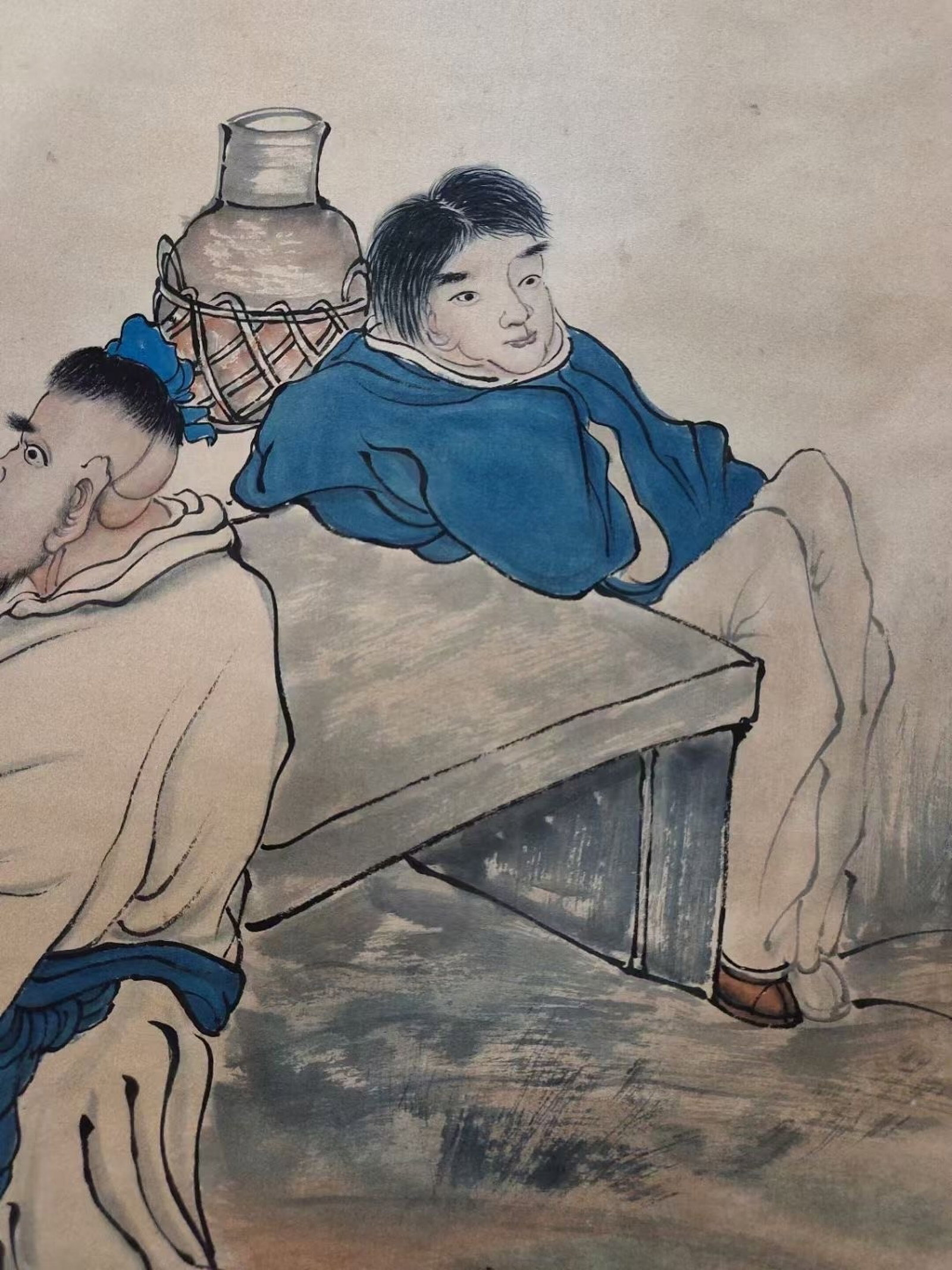 A Chinese Vertical Scroll Ink Painting of Figure on Paper,Ren Bonian - 9